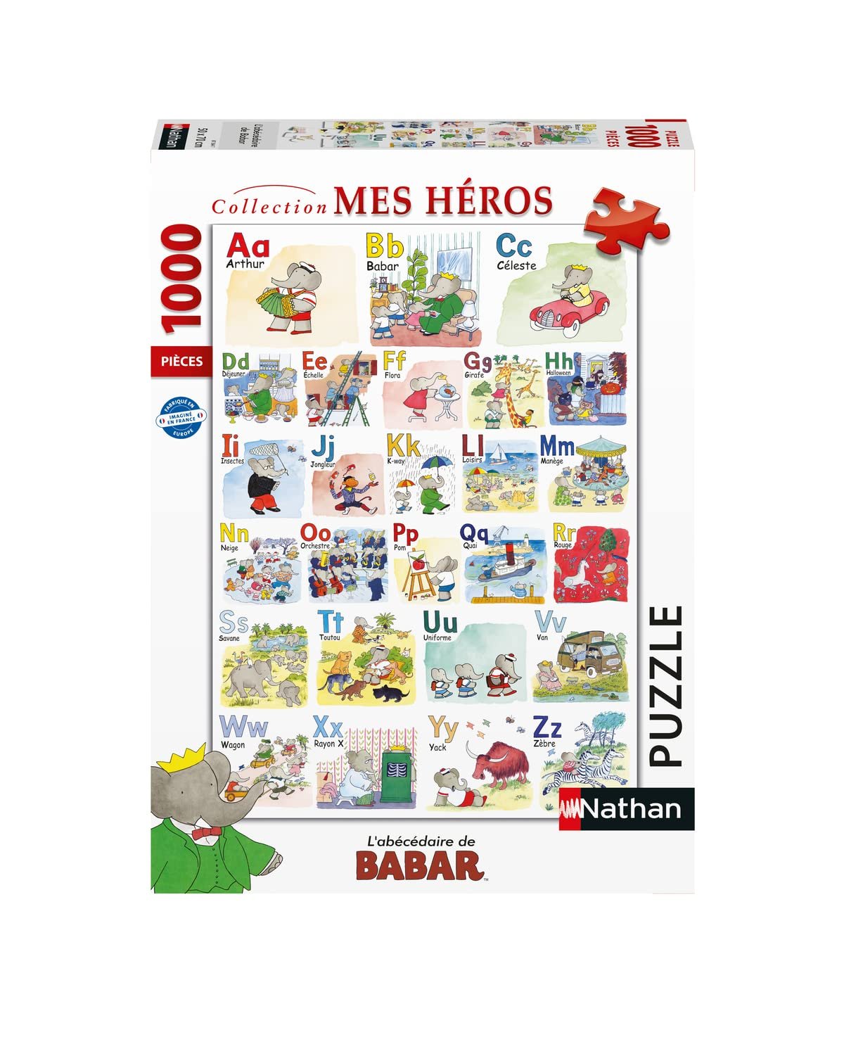 Пазл Nathan My Heroes Collection 87364 Babars ABC 1000 элементов для взрослых и детей от 12 лет, фото №1
