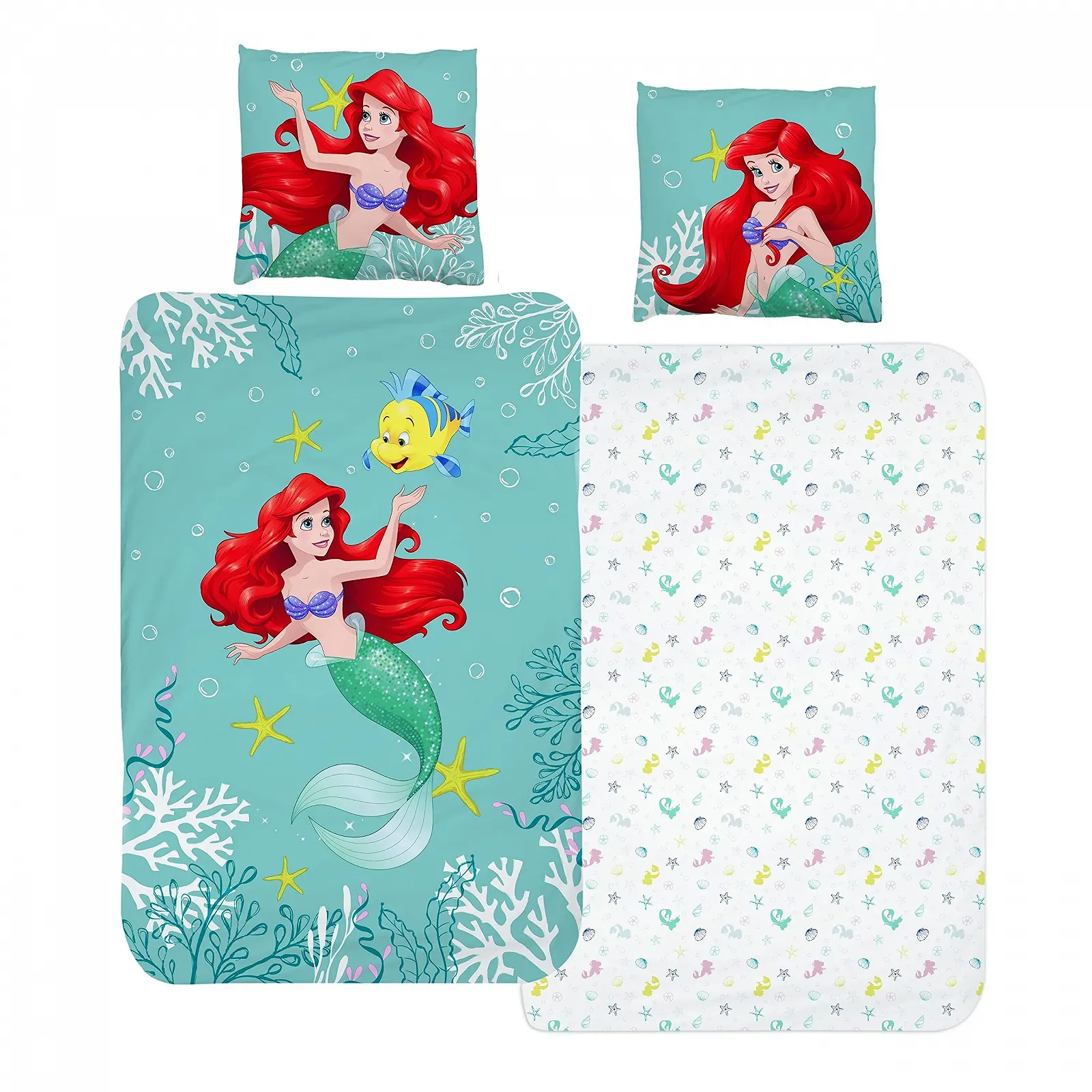 Комплект детского постельного белья MTOnlinehandel Disney Princess Ariel Mermaid 135 x 200 см 80 x 80 см хлопок 2 предмета, фото №1