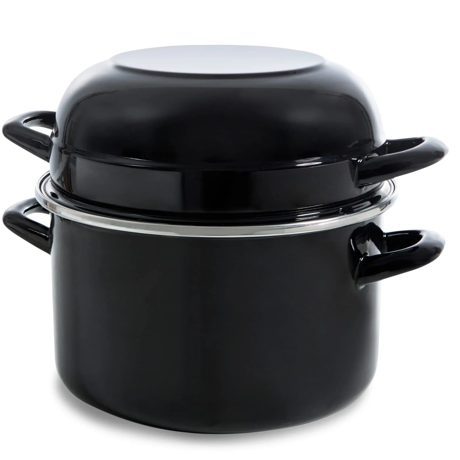 Каструля BK Fortalit 22 см 5 л емальована для індукції з двосторонньою кришкою чорно-синя, фото №1 Каструля BK Fortalit 22 см 5 л емальована для індукції з двосторонньою кришкою чорно-синя, фото №1