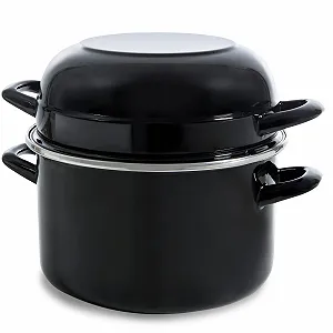 Каструля BK Fortalit 22 см 5 л емальована для індукції з двосторонньою кришкою чорно-синя - Фото 1