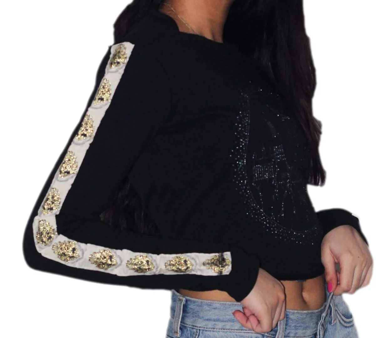 Женский/Девичий свитшот Harry Potter Hogwarts, лицензированный, укороченный топ с принтами и стразами, фото №1