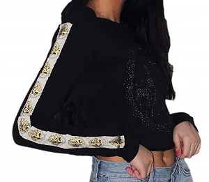 Женский/Девичий свитшот Harry Potter Hogwarts, лицензированный, укороченный топ с принтами и стразами - Фото 1