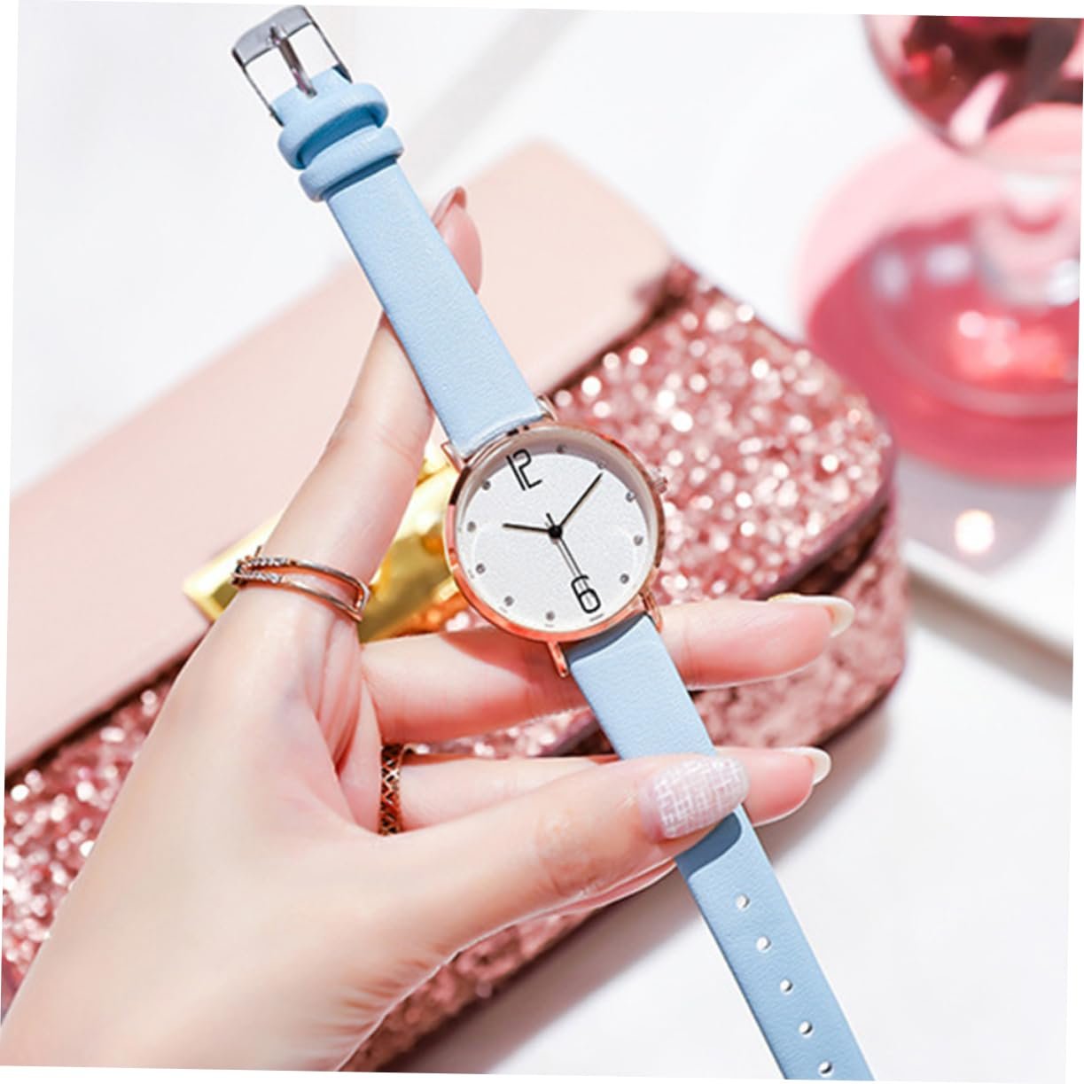 Цифровые часы Healvian Diamond Set Женские наручные часы для девушек Небесно-голубой, фото №5 Цифровые часы Healvian Diamond Set Женские наручные часы для девушек Небесно-голубой, фото №5