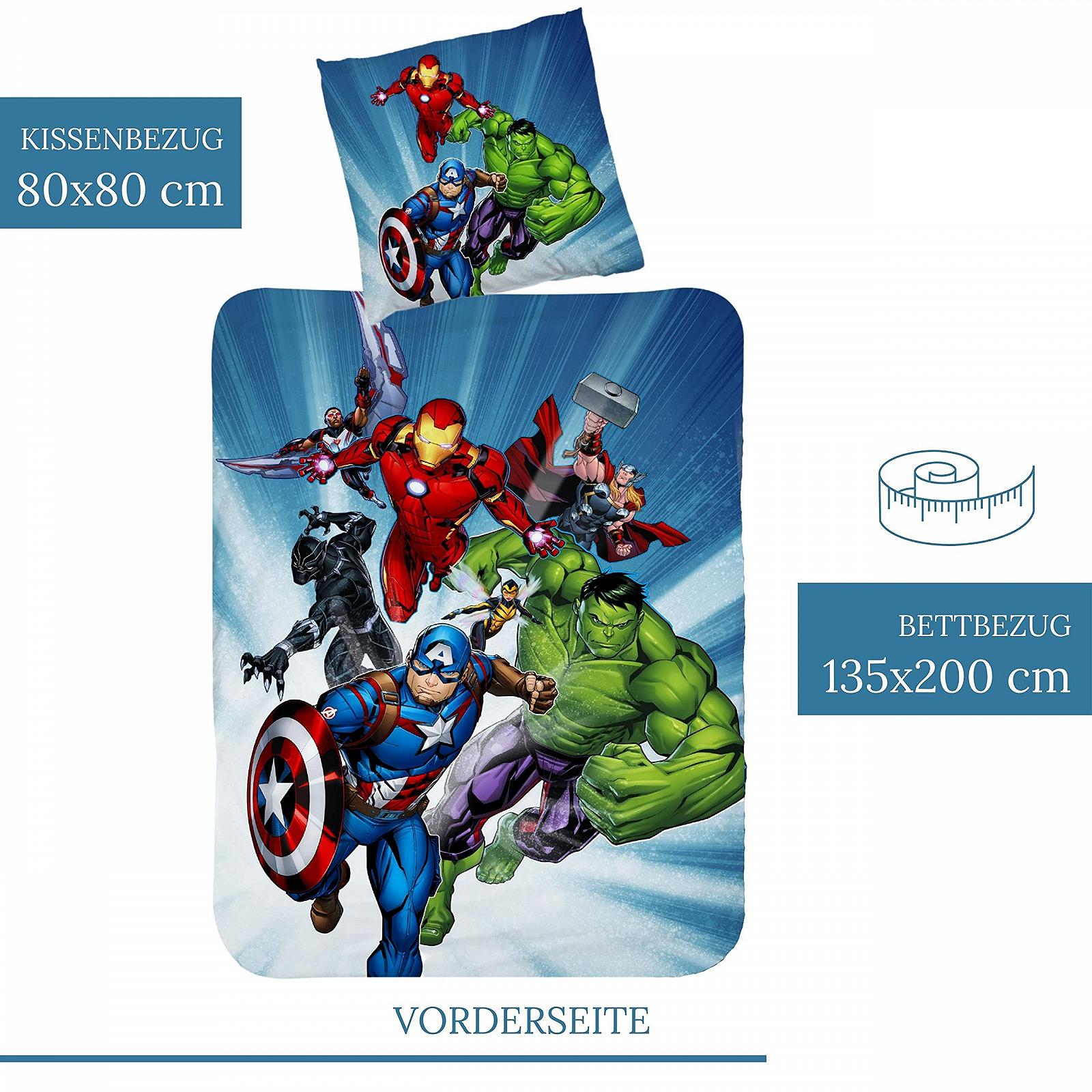 Постільна білизна Marvel Avengers, підковдра 135 x 200 см, наволочка 80 x 80 см, бавовна, фото №3