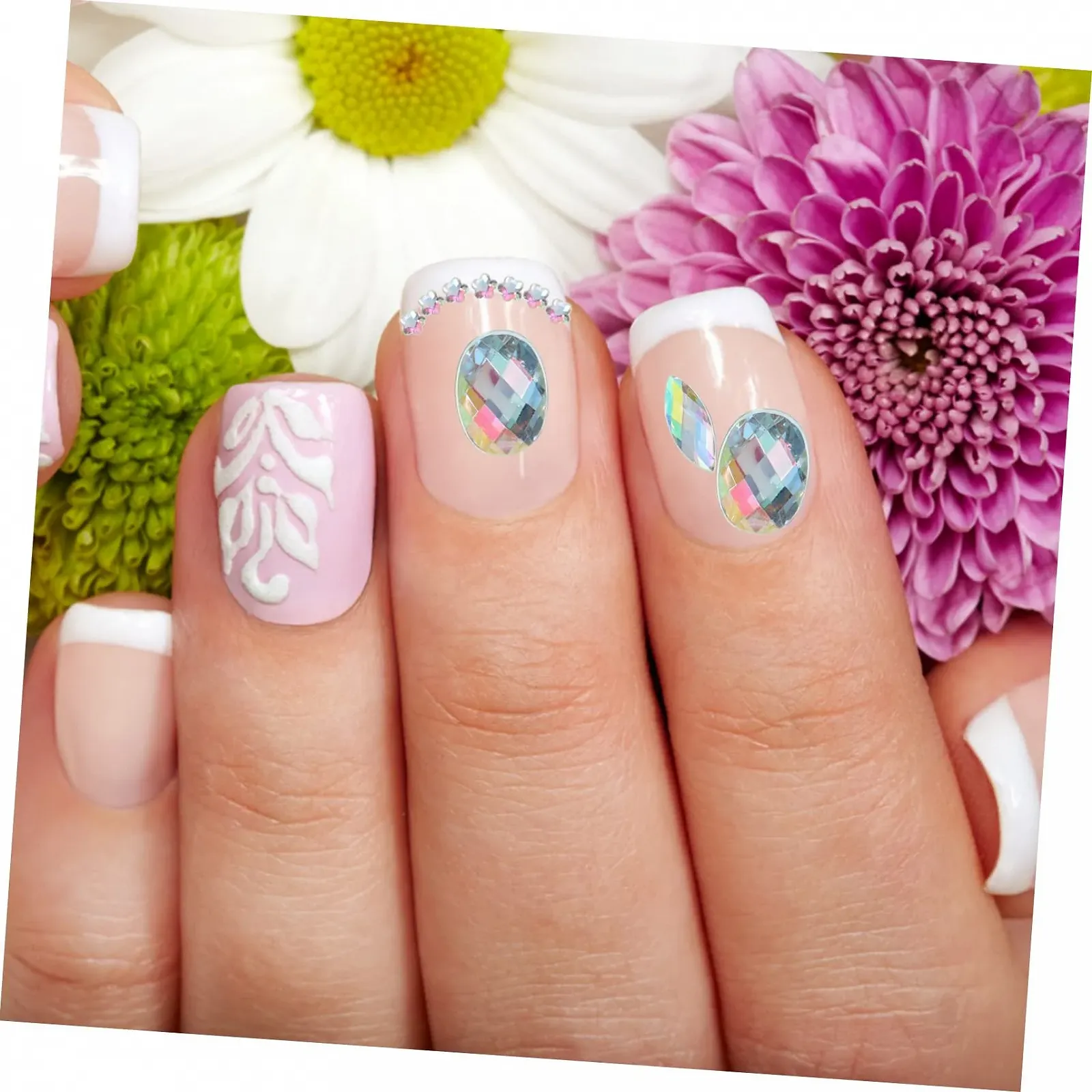 Стрази Акрилові minkissy Плоскі 300 шт Білий AB, фото №7