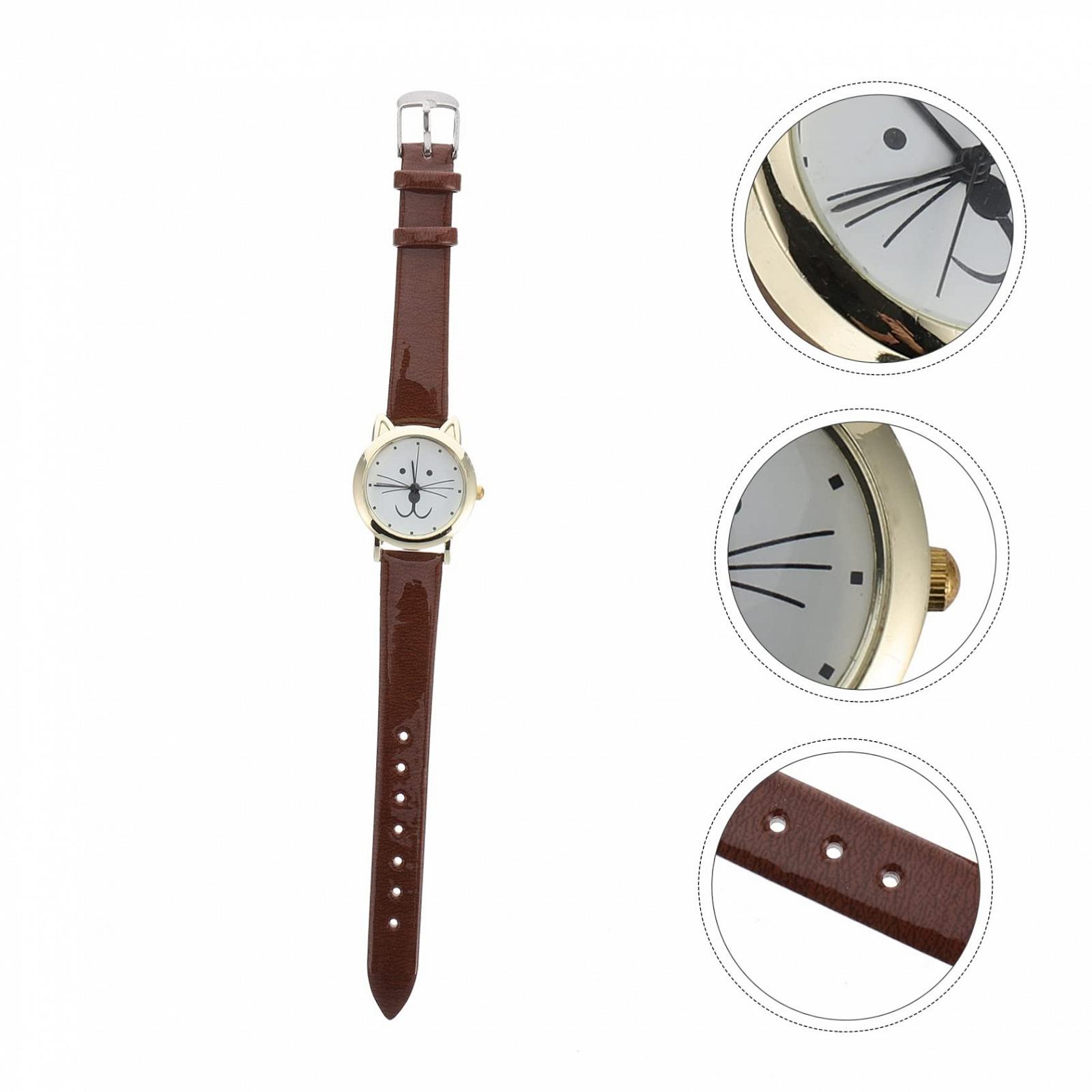 Жіночий годинник PartyKindom Кварцовий з котячим мотивом Шкіряний ремінець, фото №6