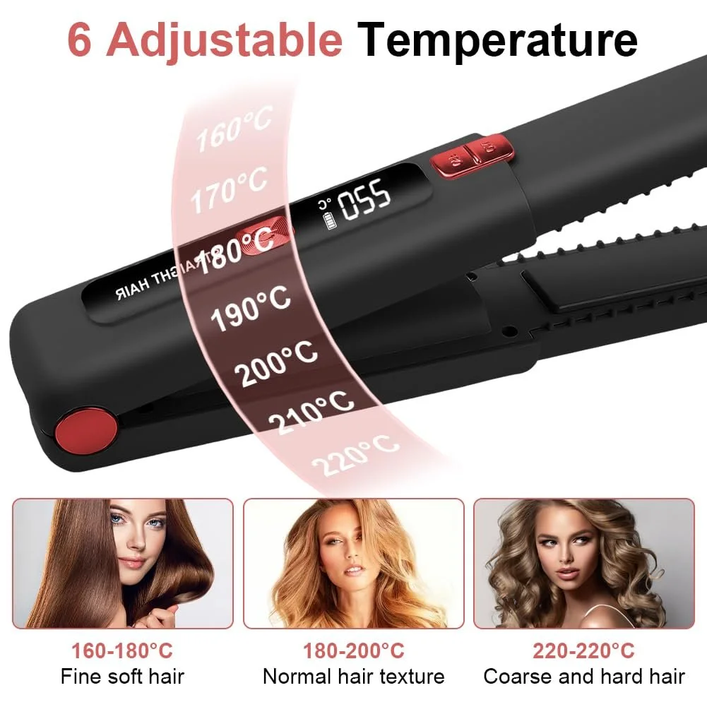 Випрямляч 2-в-1 бездротовий 4500 mAh з LCD-дисплеєм 160 °C - 220 °C, фото №2 Випрямляч 2-в-1 бездротовий 4500 mAh з LCD-дисплеєм 160 °C - 220 °C, фото №2