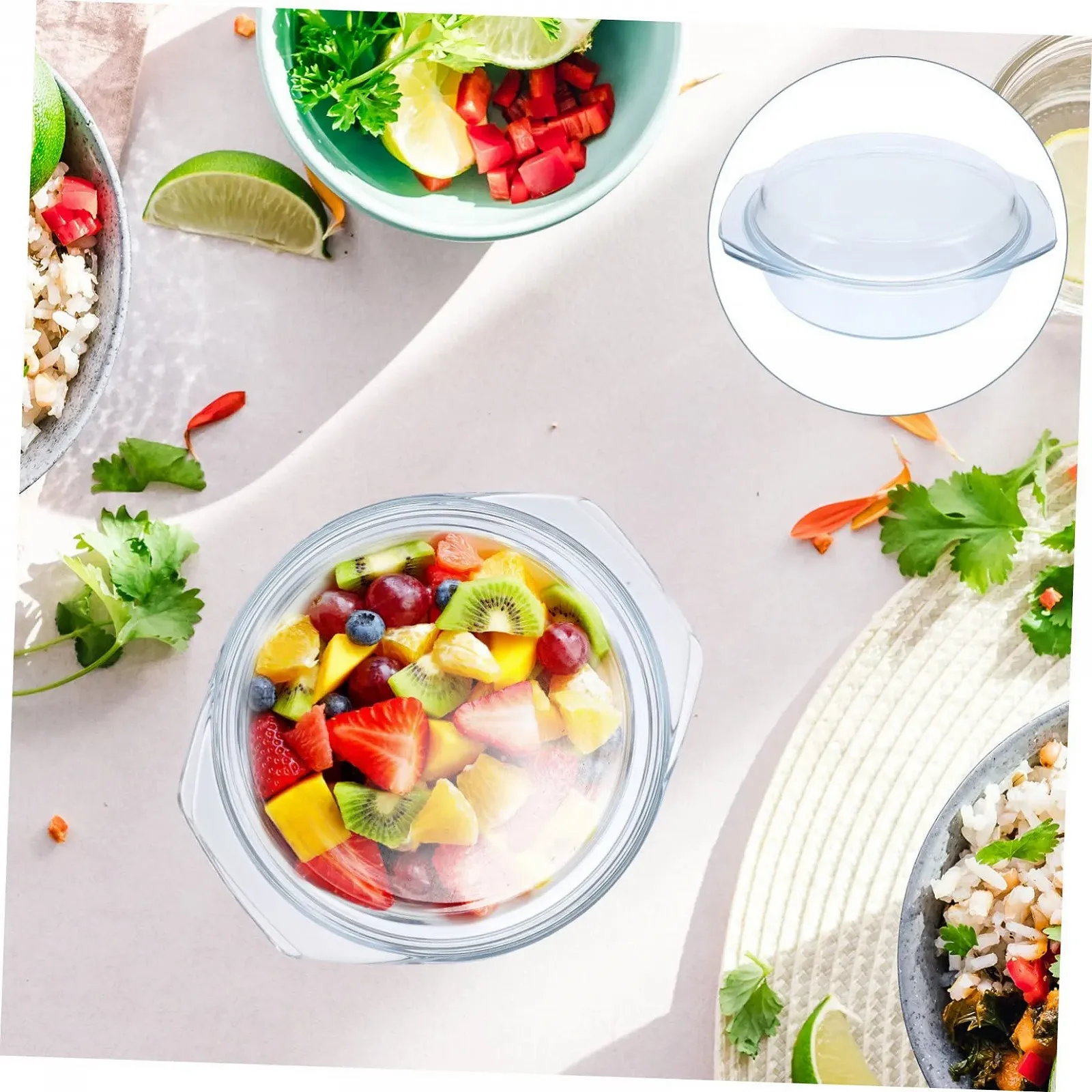 Форма для запікання Healifty з кришкою, термостійка, кругла, фото №4 Форма для запікання Healifty з кришкою, термостійка, кругла, фото №4