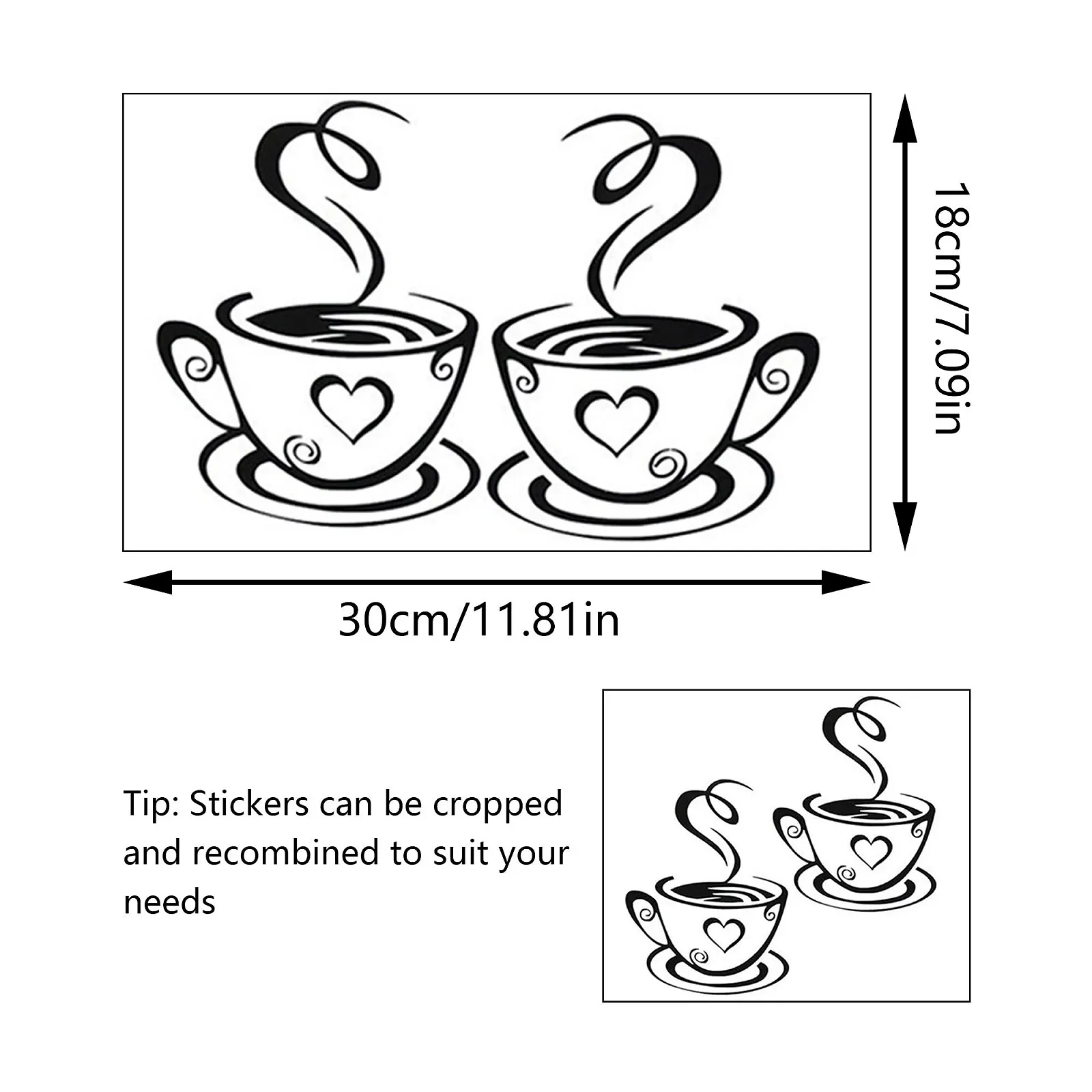 Наклейка для стен Coffee Cup 30 x 18 см Черный, фото №1