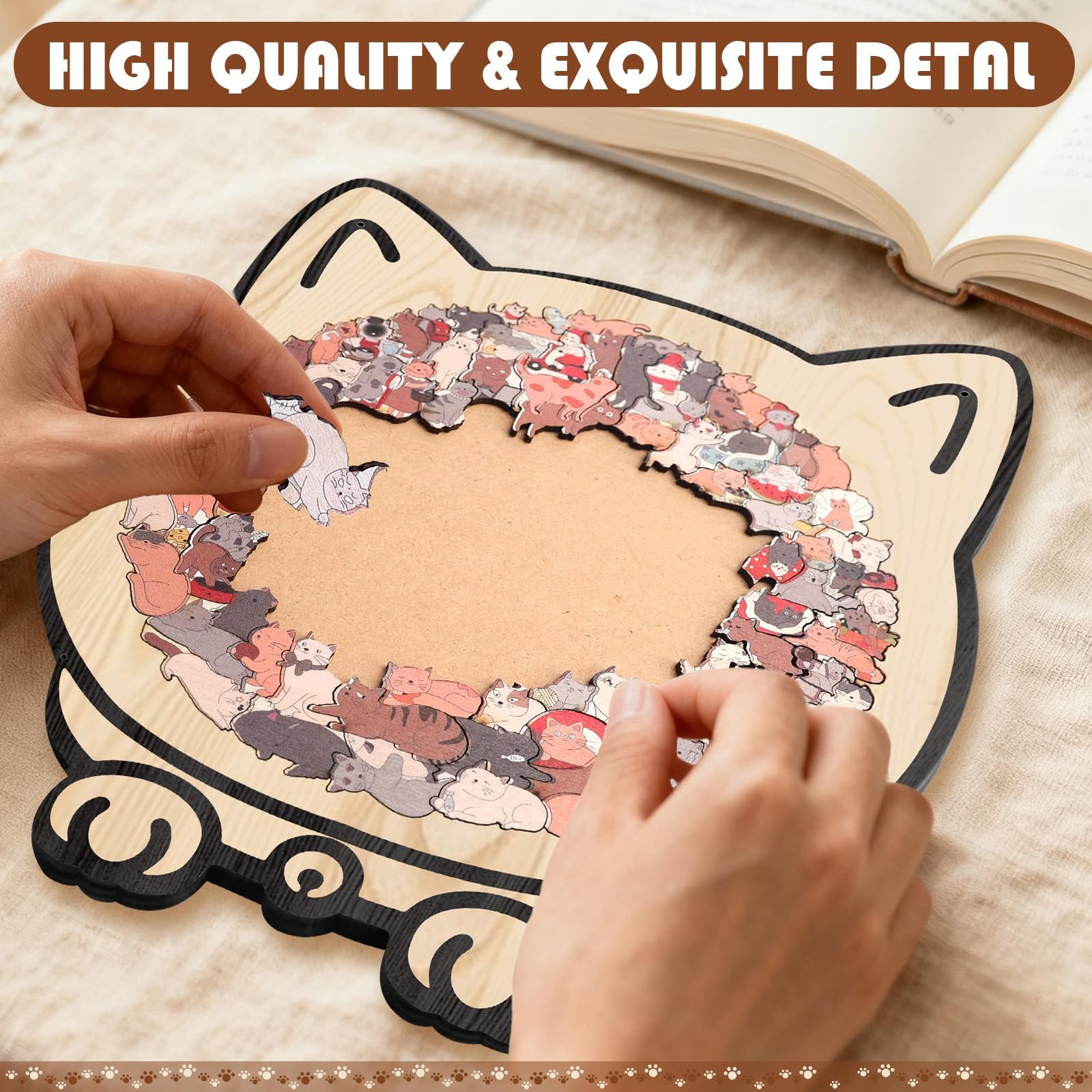 Деревянный пазл-силуэт Кот 135 деталей Разноцветный, фото №1