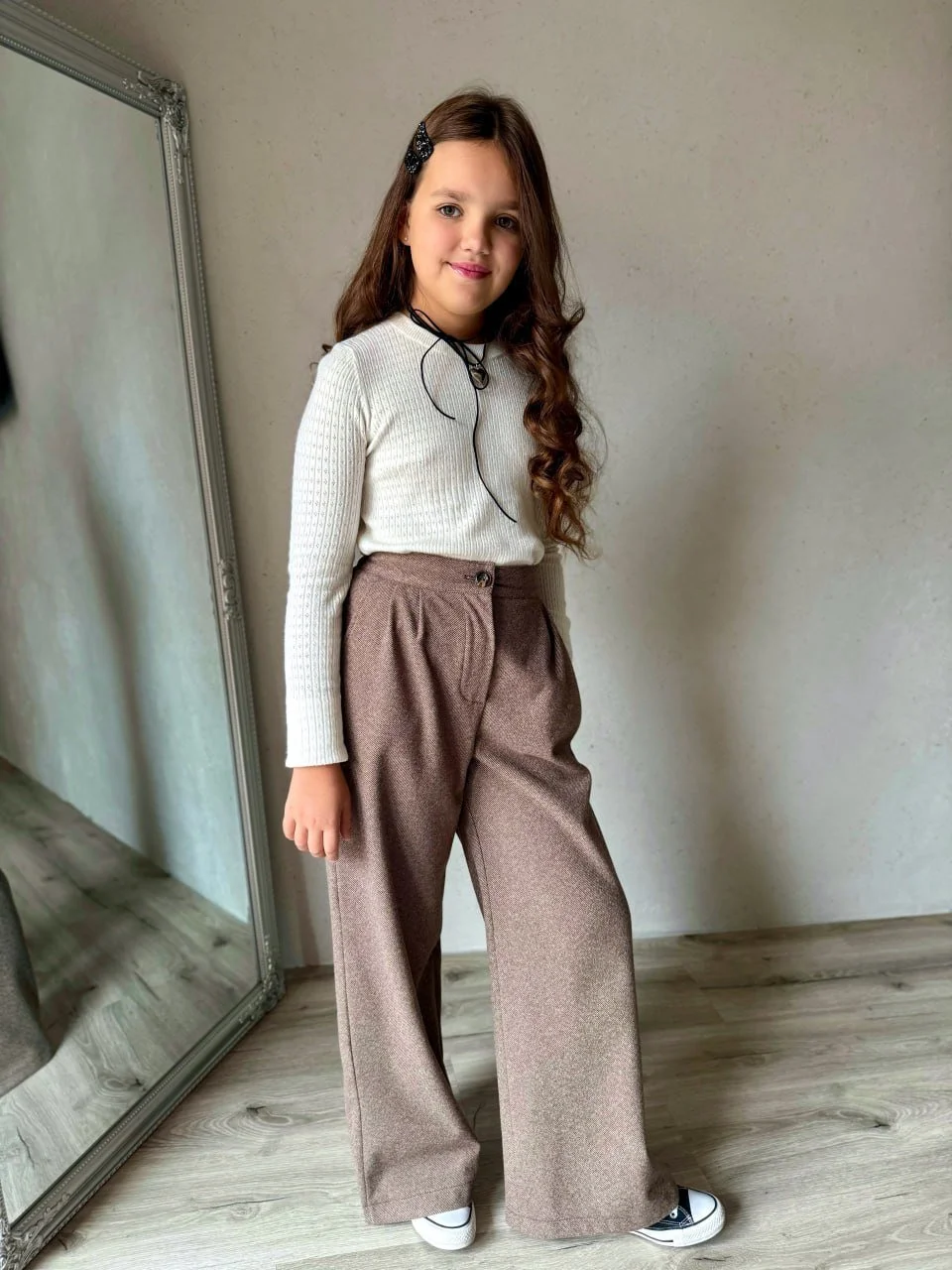 Стильні теплі брюки трикотаж каміла (тепла) від 128 до 164 см теплі штани для дівяинка, фото №12
