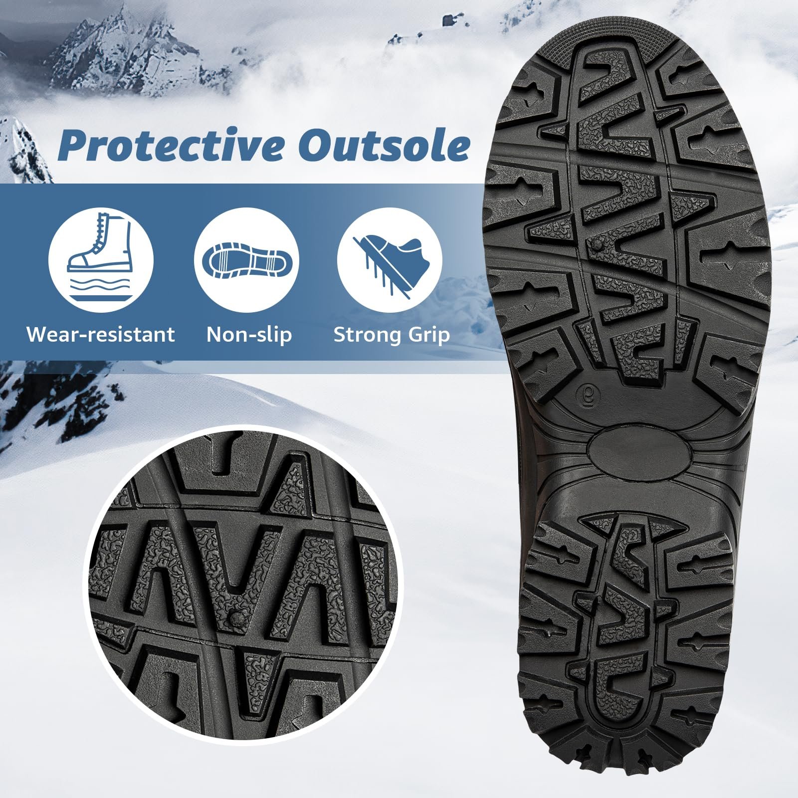 Чоловічі утеплені зимові черевики FREE SOLDIER Водонепроникні Нековзкі, фото №4