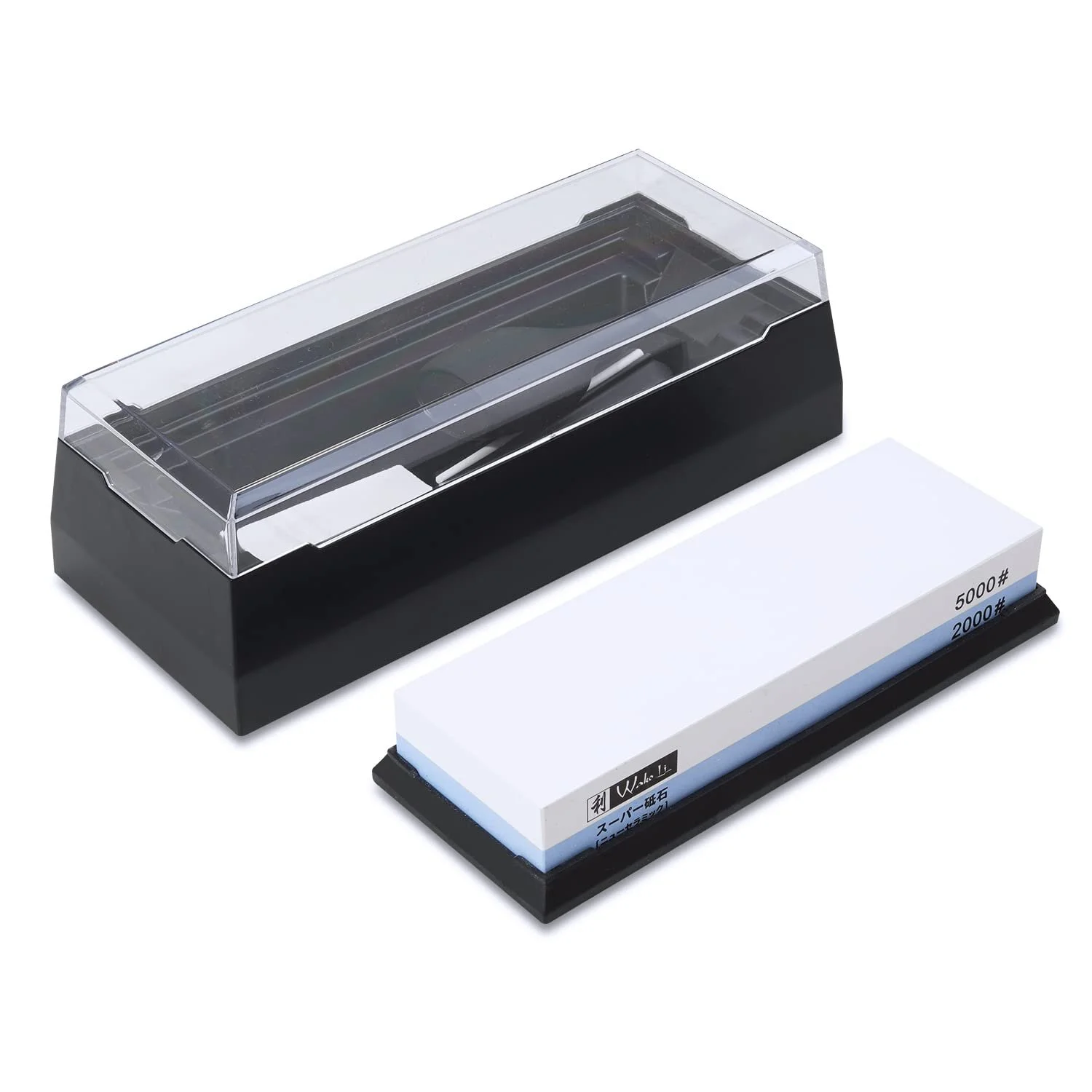 Точильний камінь Wakoli 2000/5000 двосторонній з корунду з направляючою та тримачем у пластиковому боксі, фото №7