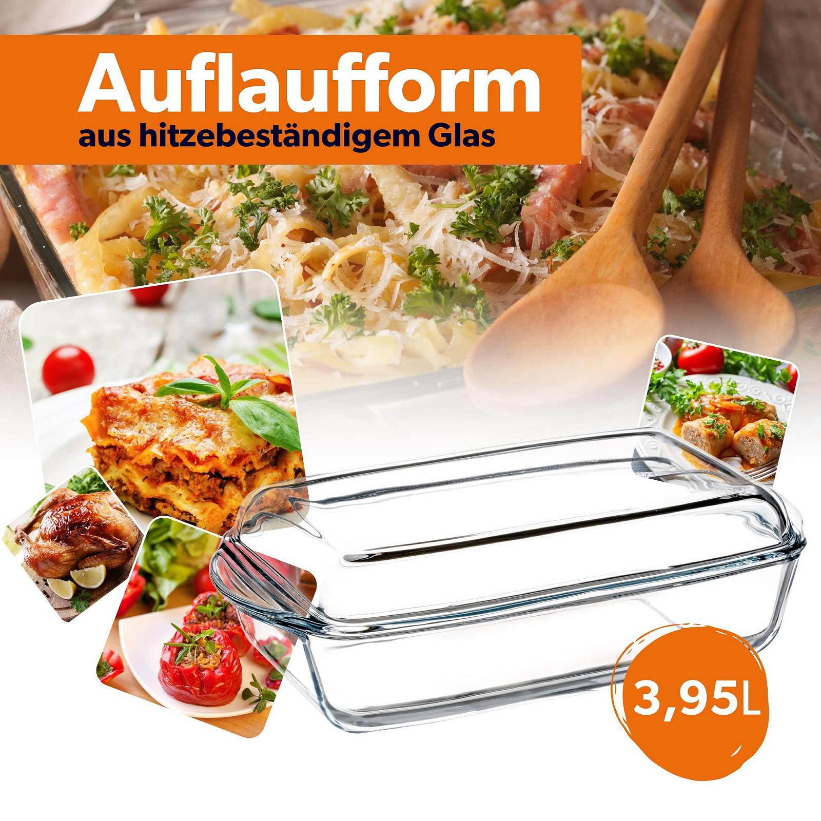 Форма для запікання KADAX з термостійкого скла з кришкою та ручками Прозора, фото №3