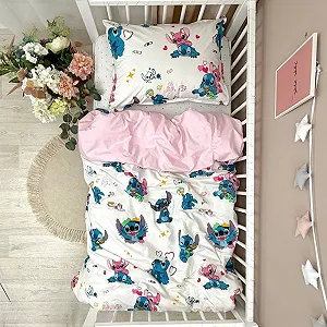 Підковдра на блискавці 145х210 см. та наволочка 50х70 см Stich рожевий - Фото 1