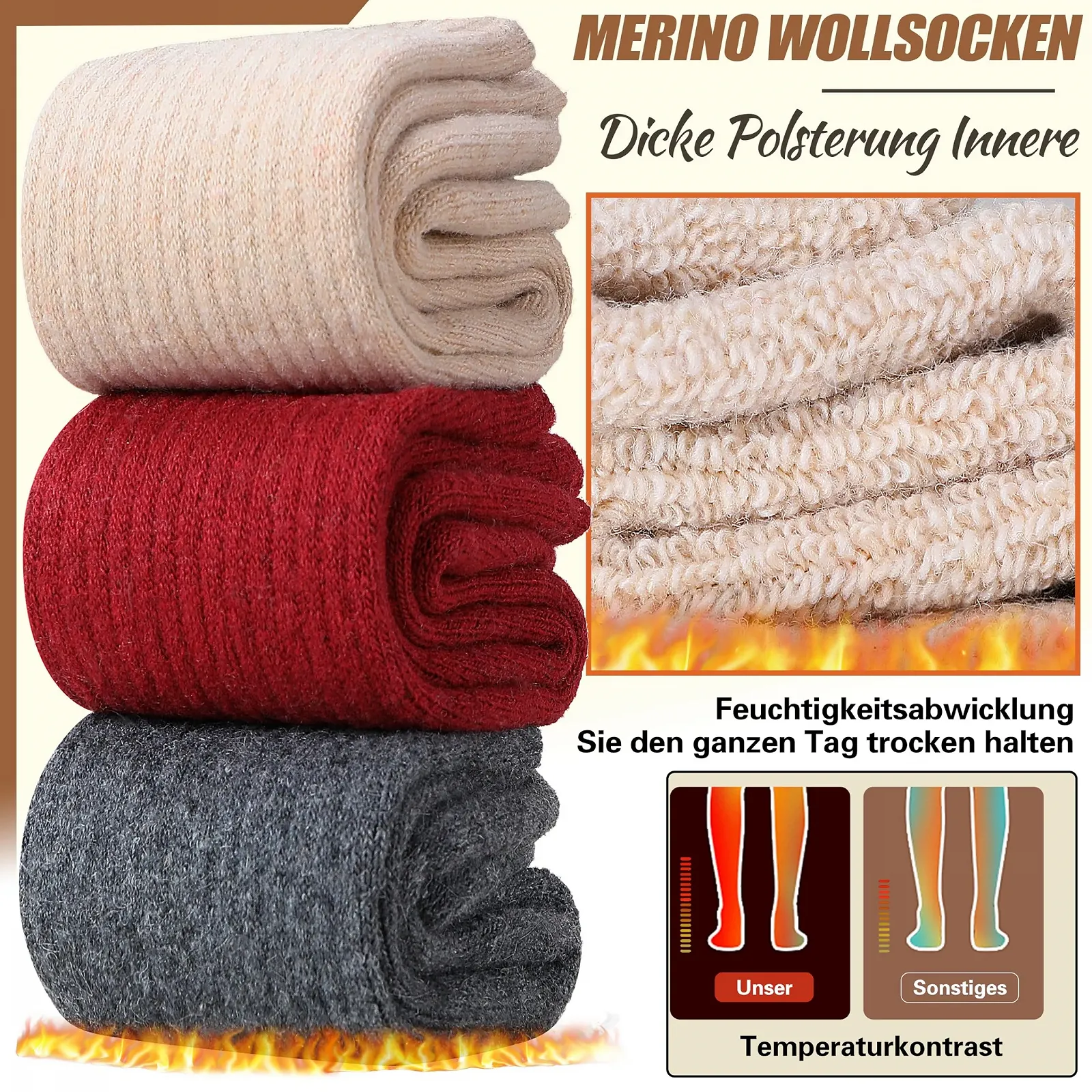 Шерстяные носки EBMORE Merino теплые толстые шерстяные носки для походов термоноски зимние носки для женщин 5 пар, фото №2 Шерстяные носки EBMORE Merino теплые толстые шерстяные носки для походов термоноски зимние носки для женщин 5 пар, фото №2