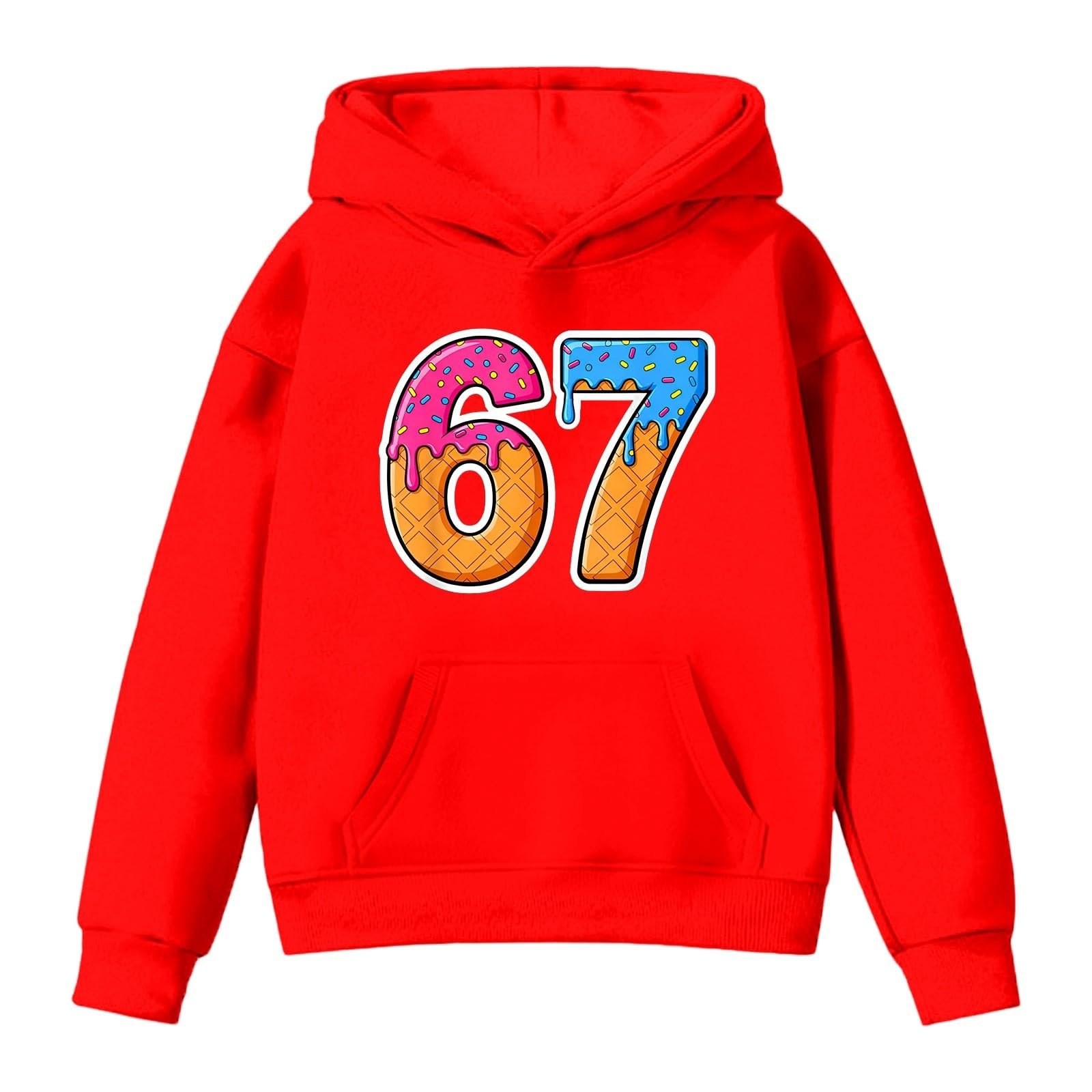 Детская толстовка с капюшоном Модная толстовка для девочки Зимняя милая печать "Лед 67" Пуловер Удобная Флисовая куртка Повседневная Толстовка с длинными рукавами, фото №5