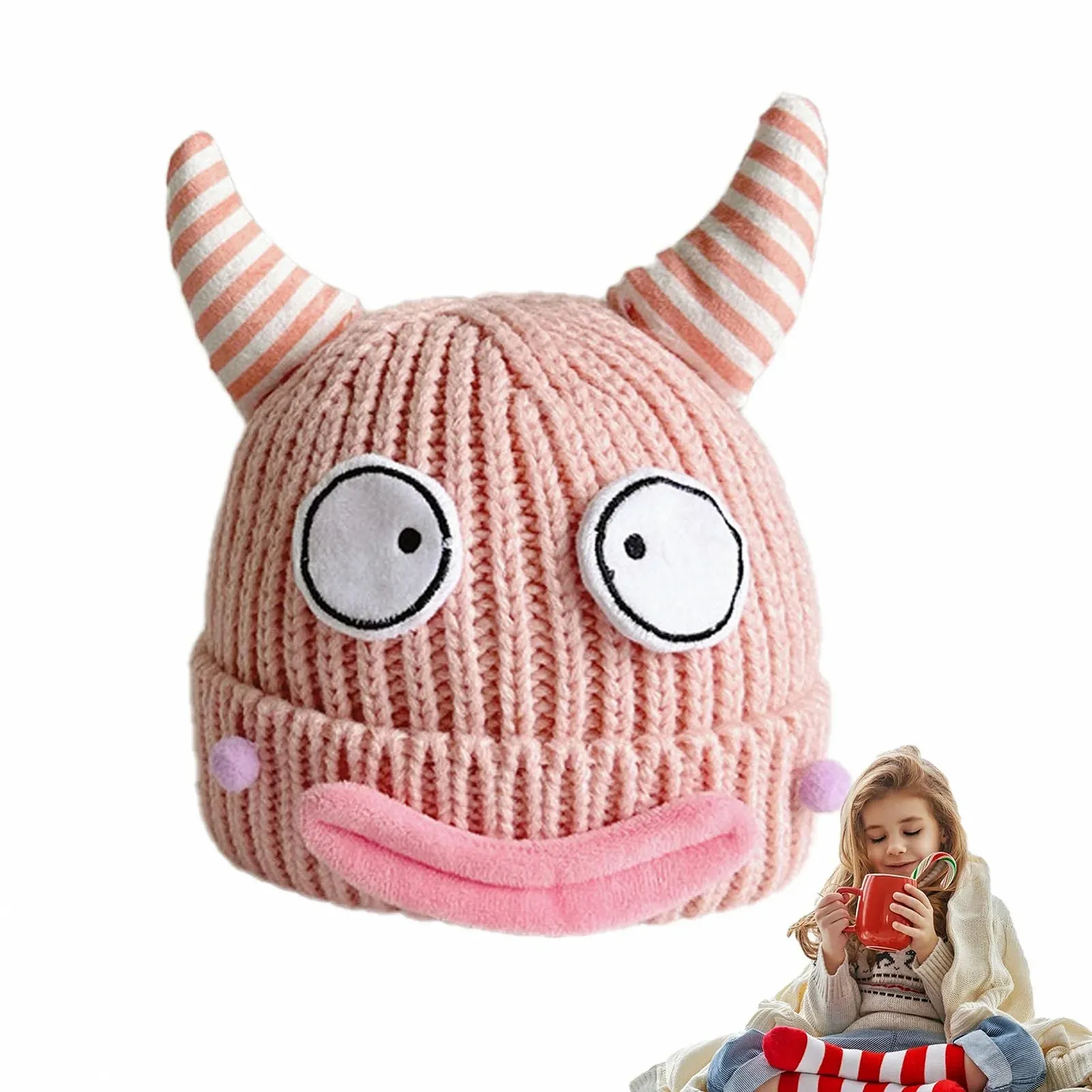 Вязана шапка Fulenyi у формі коров'ячого рогу для дорослих та дітей, фото №7 Вязана шапка Fulenyi у формі коров'ячого рогу для дорослих та дітей, фото №7