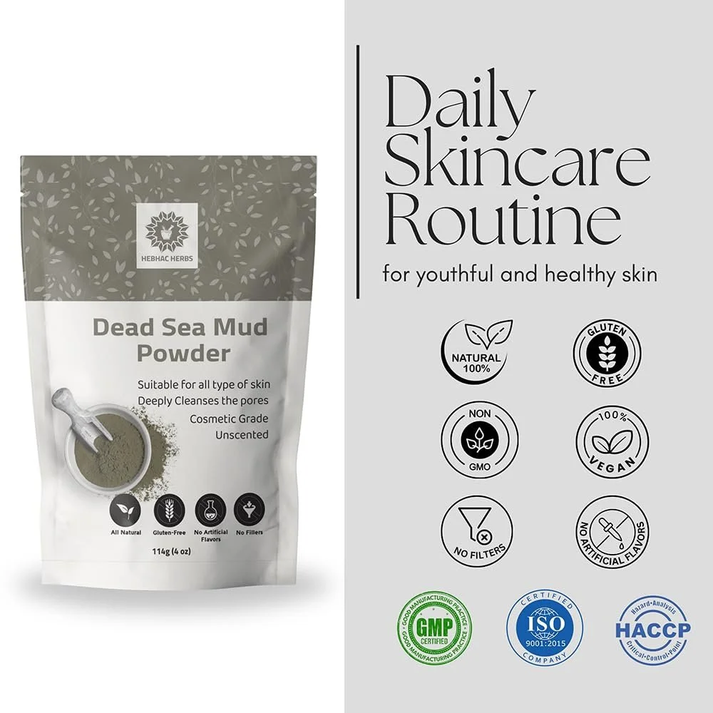 Глина Мертвого Моря у Формі Порошку для Масок для Обличчя для Чоловіків та Жінок, фото №4
