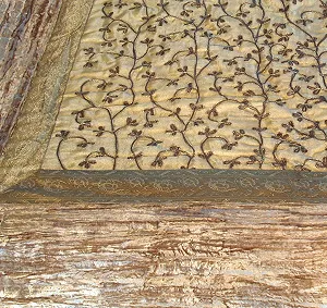 Покривало Брокат Оксамитний Бежевий synthetic.ua - Фото 1