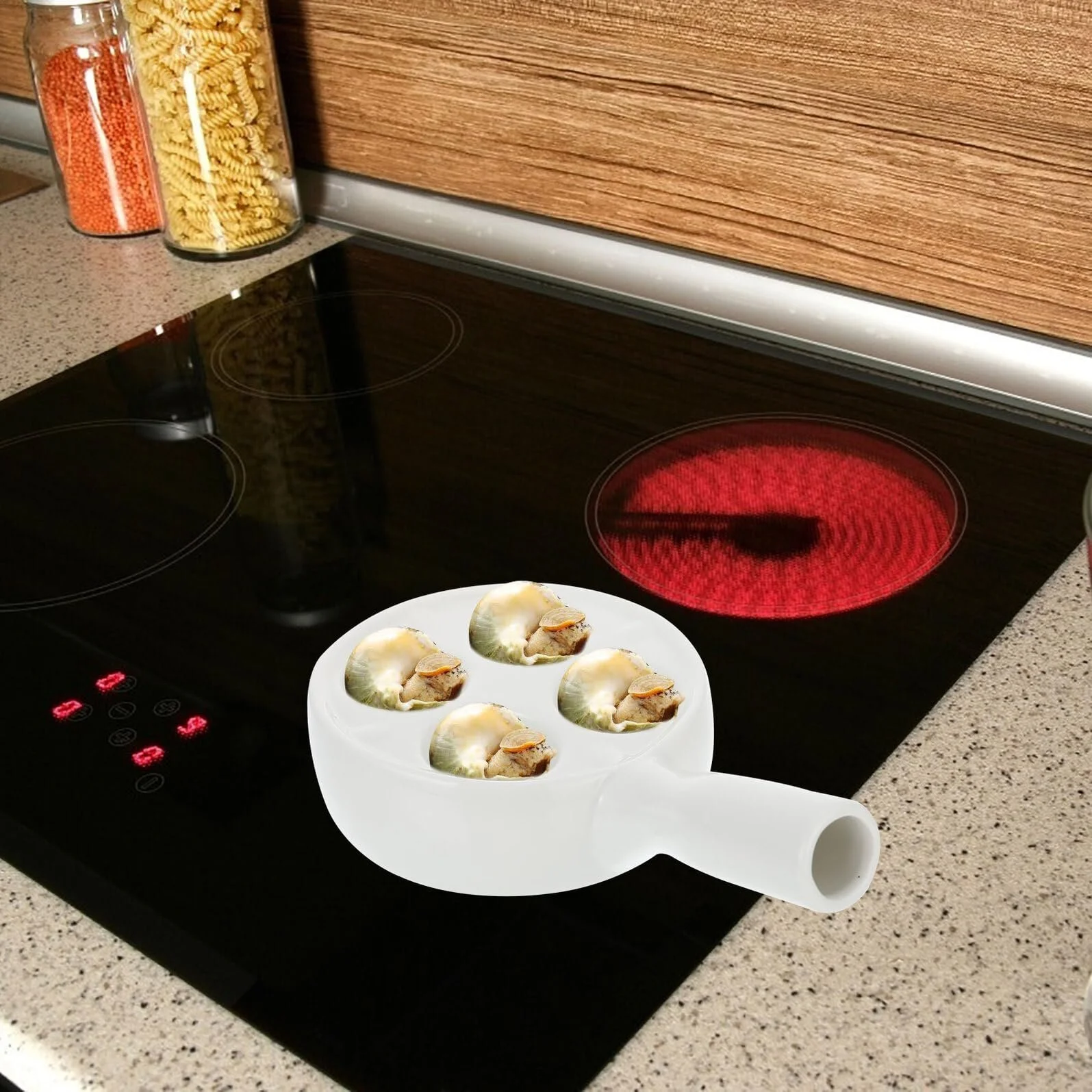 Форма для запекания улиток IMIKEYA Escargot керамическая с ручкой термостойкая с углублениями Белая, фото №9