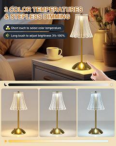 Настільна лампа HARPER LIVING LED Акумуляторна 3 кольори Димуєма Сенсорна Поліроване золото synthetic.ua - Фото 1