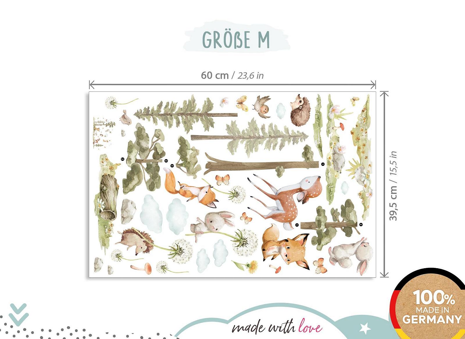 Наклейка на стену Little Deco DL5072 M Лесные животные Лиса Олень 75 x 52 см, фото №4