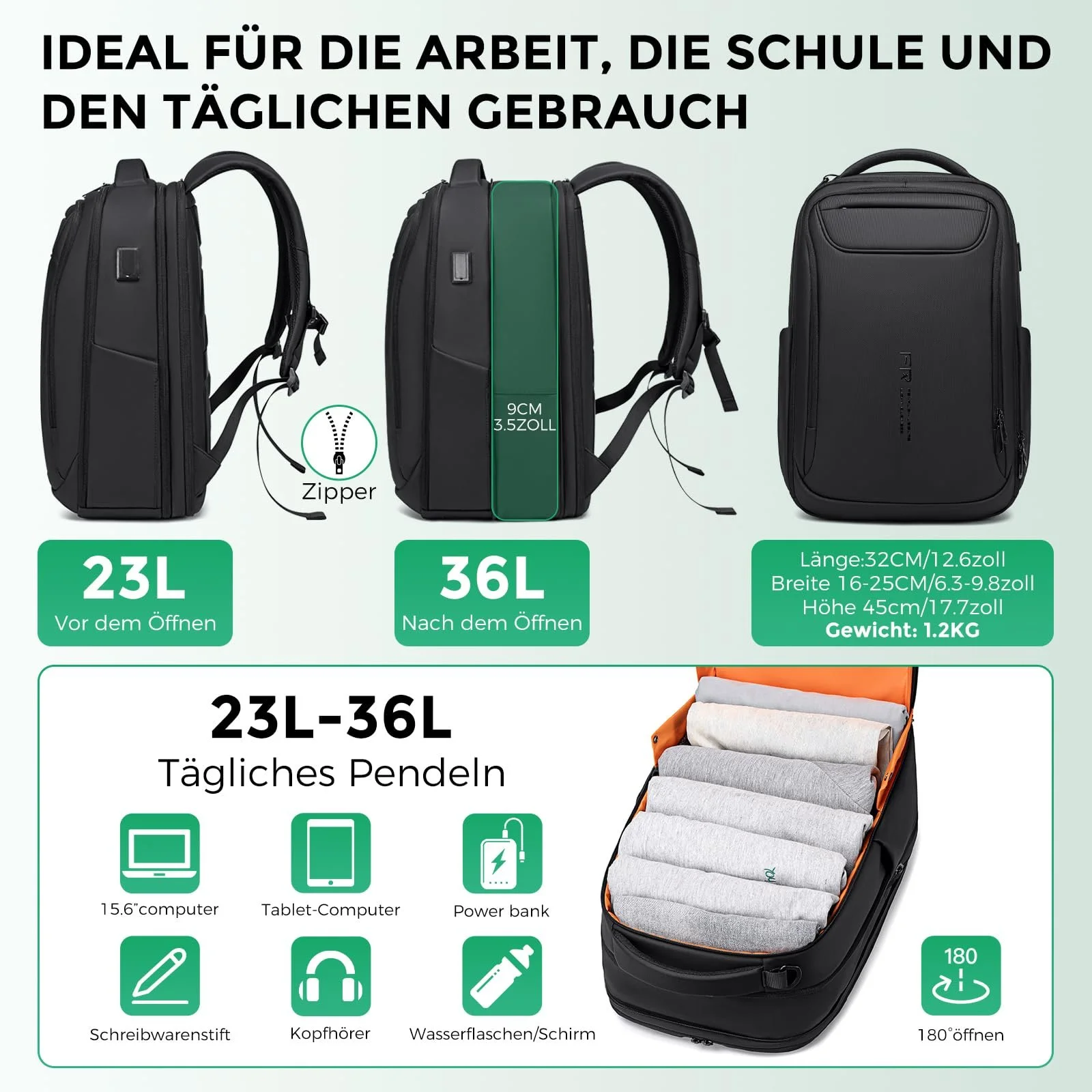 Рюкзак для ноутбука Fenree.geer Business Expandable 15.6 дюйма 1800D Waterproof USB Port, фото №2 Рюкзак для ноутбука Fenree.geer Business Expandable 15.6 дюйма 1800D Waterproof USB Port, фото №2