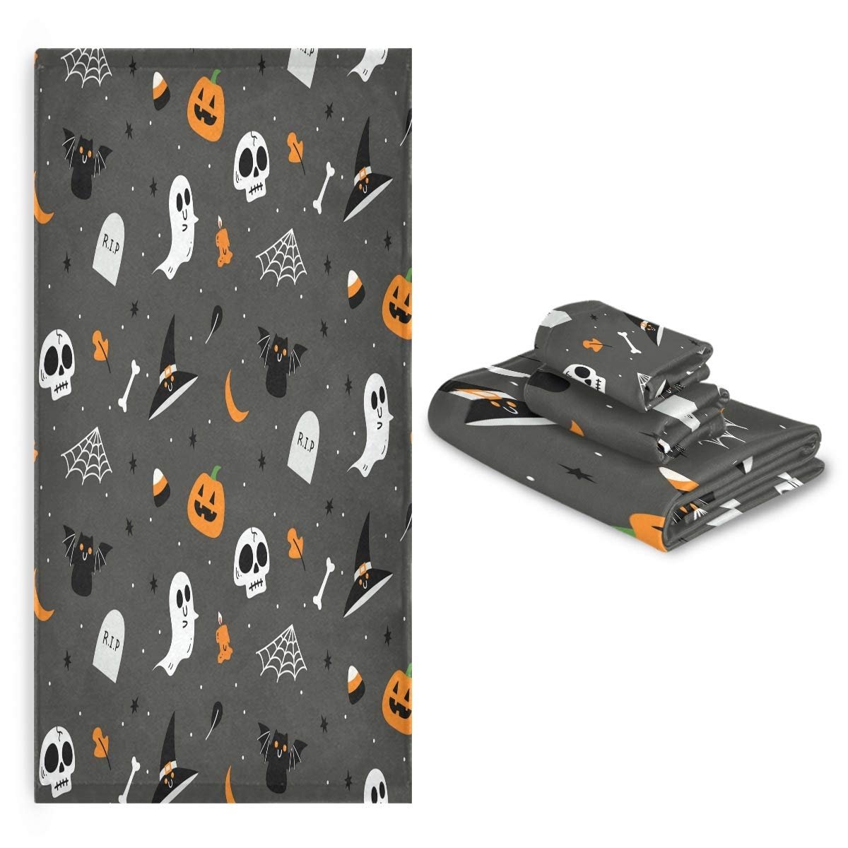 Набір рушників BEUSS Halloween Skull Ghost 100% бавовна 3 предмети Сірий, фото №7