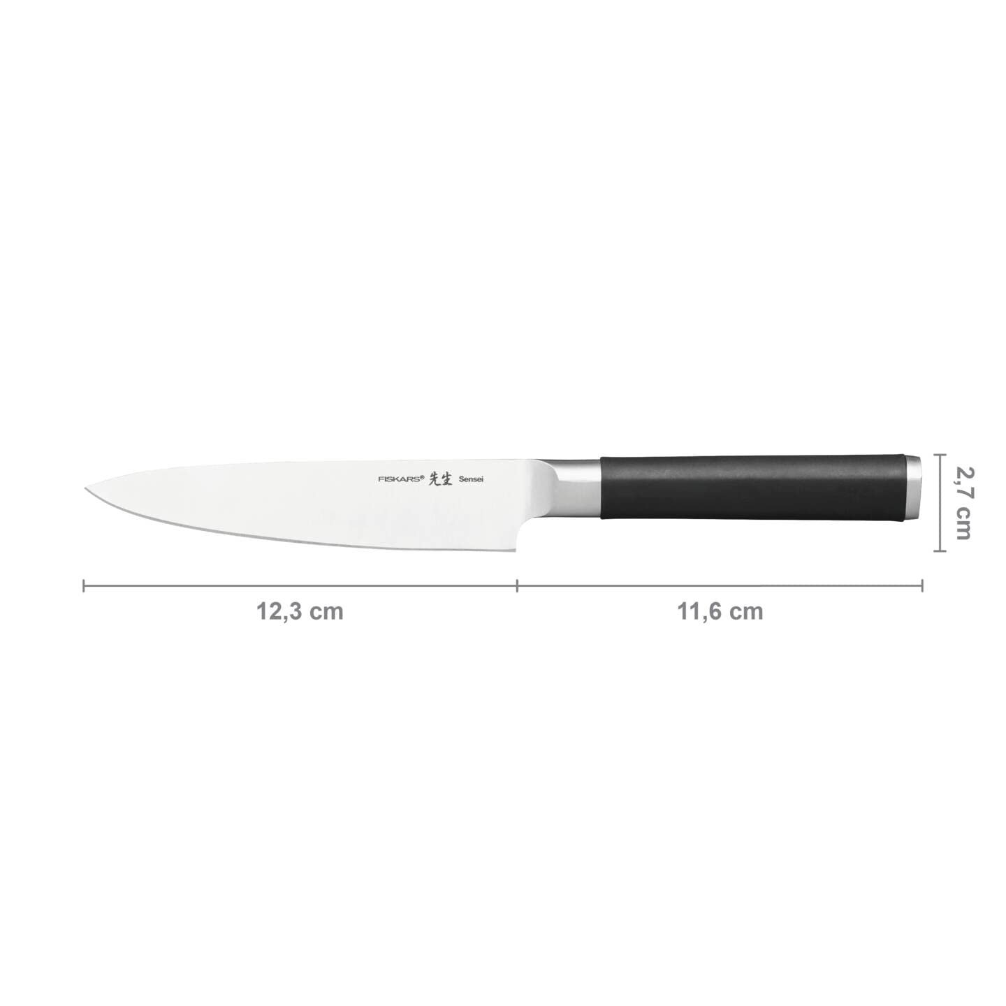 Набір ножів Fiskars Sensei, 5 шт., Ніж шеф-кухаря, Ніж для хліба, Ніж сантоку, Ніж для овочів, Ніж для очищення овочів, нержавіюча сталь з високим вмістом вуглецю/Пластик, Сріблястий/Чорний, фото №15