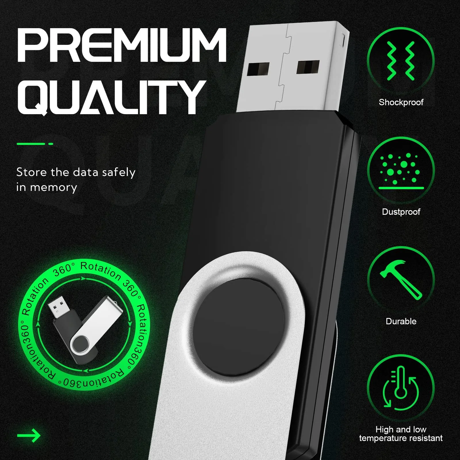 USB-накопичувач FEBNISCTE 8GB Набір 10 шт. Rotate Metal USB 2.0 Різнокольоровий, фото №4