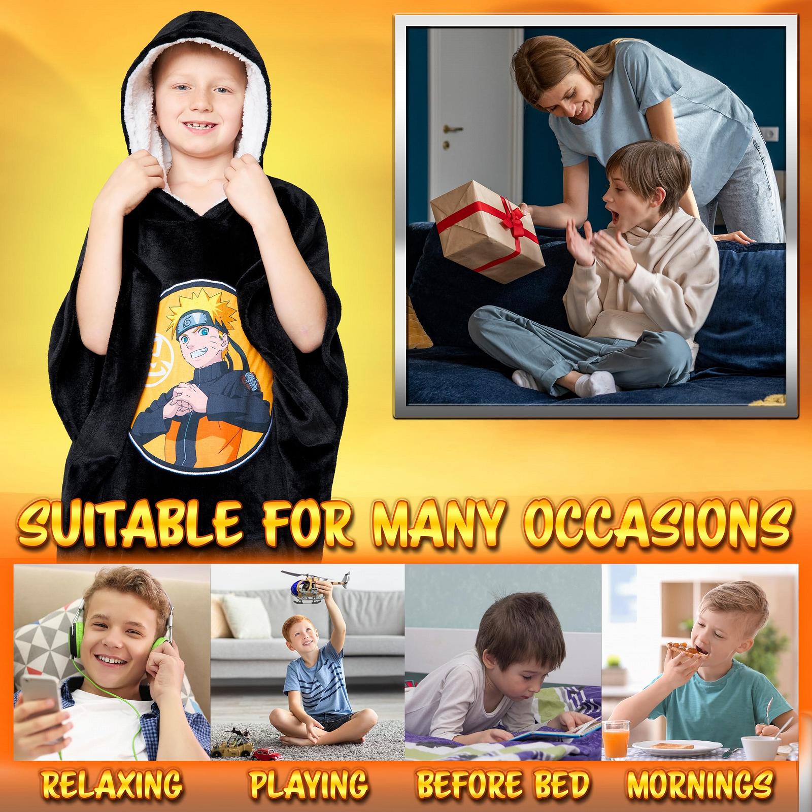 Дитяча Толстовка-ковдра Naruto для хлопчиків - Аніме Плюшева ковдра з рукавами великого розміру, фото №3