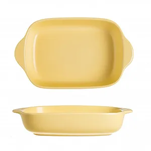Форма для запекания керамическая набор 2 шт. малая с ручками молочно-желтая - Фото 1