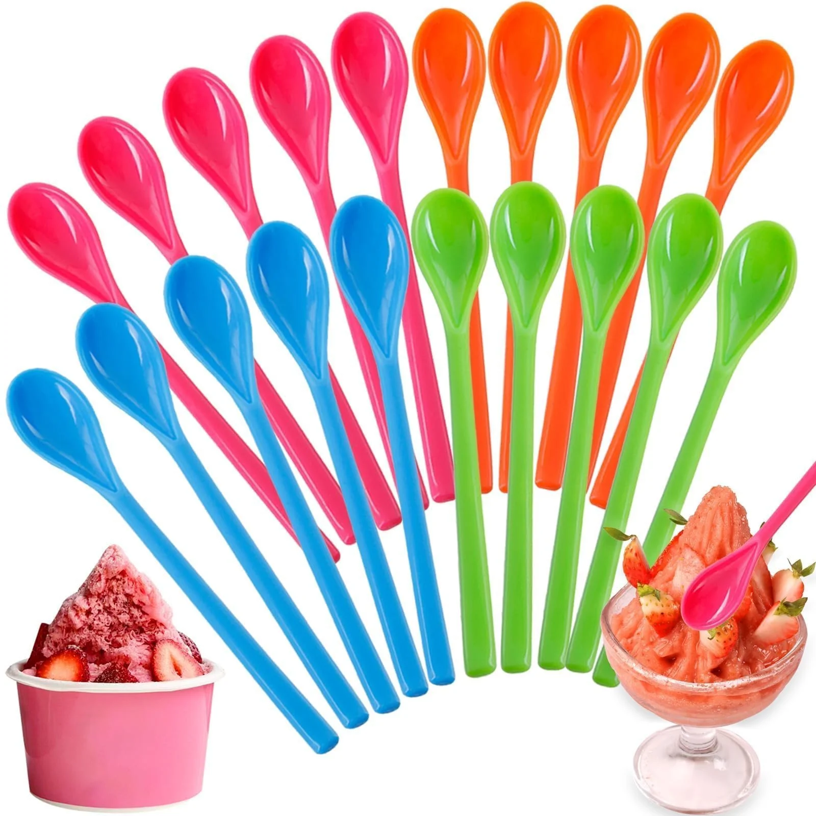 Довгі ложки, 20 шт, Різні кольори, фото №1