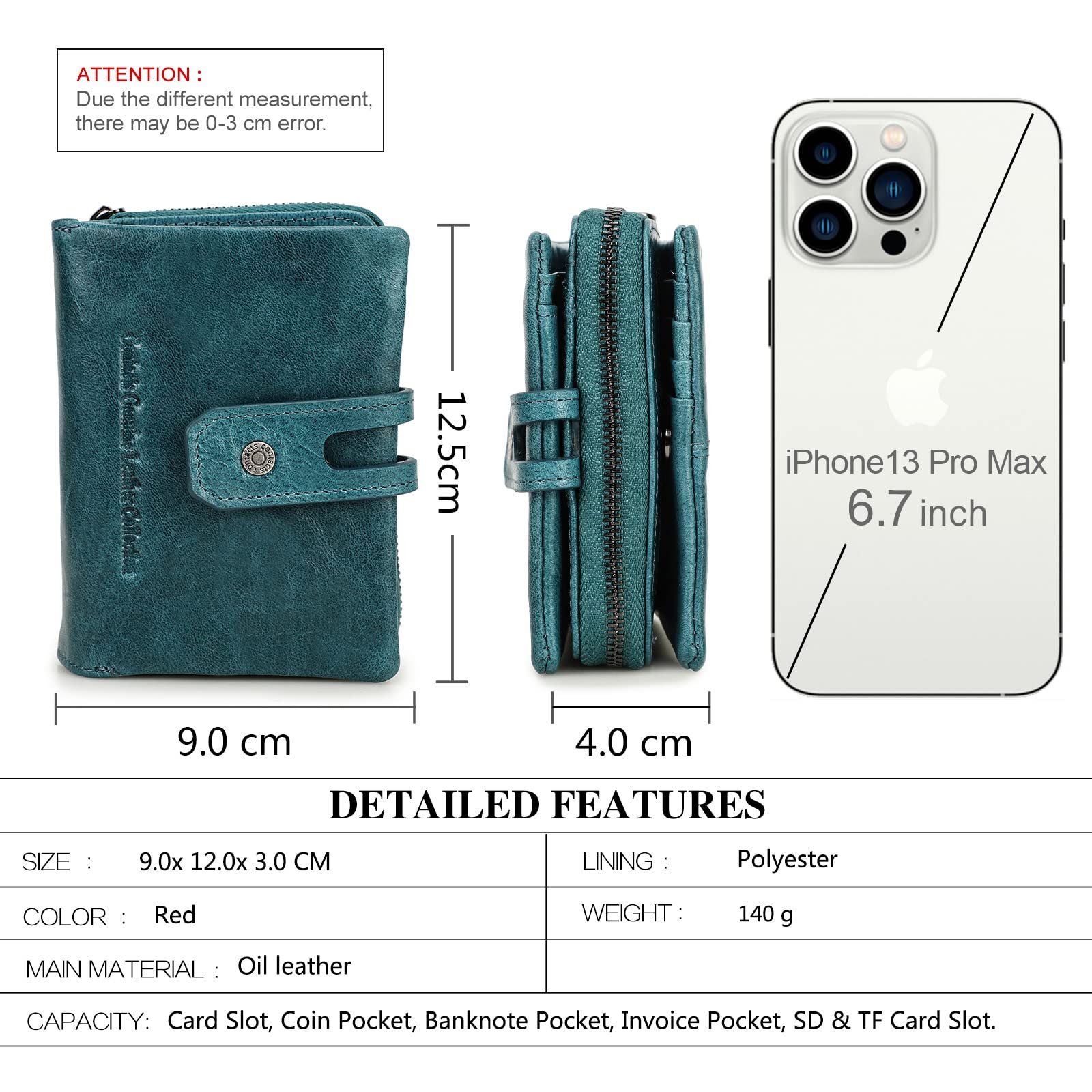 Гаманець Contacts Шкіряний Bifold/Trifold для монет, карт, з кишенею на блискавці, клатч, фото №2