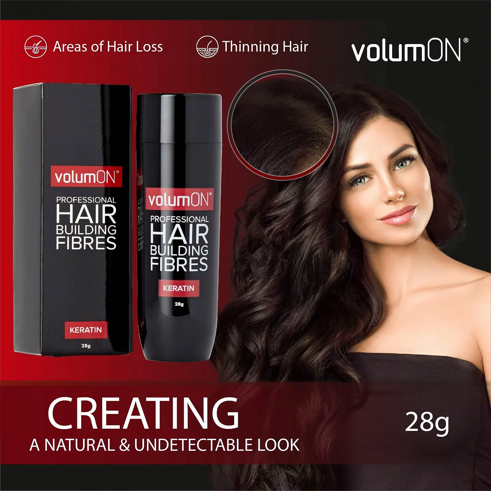 Волокна для волосся VOLUMON Keratin, 28 г x2, Світло-коричневий, фото №5