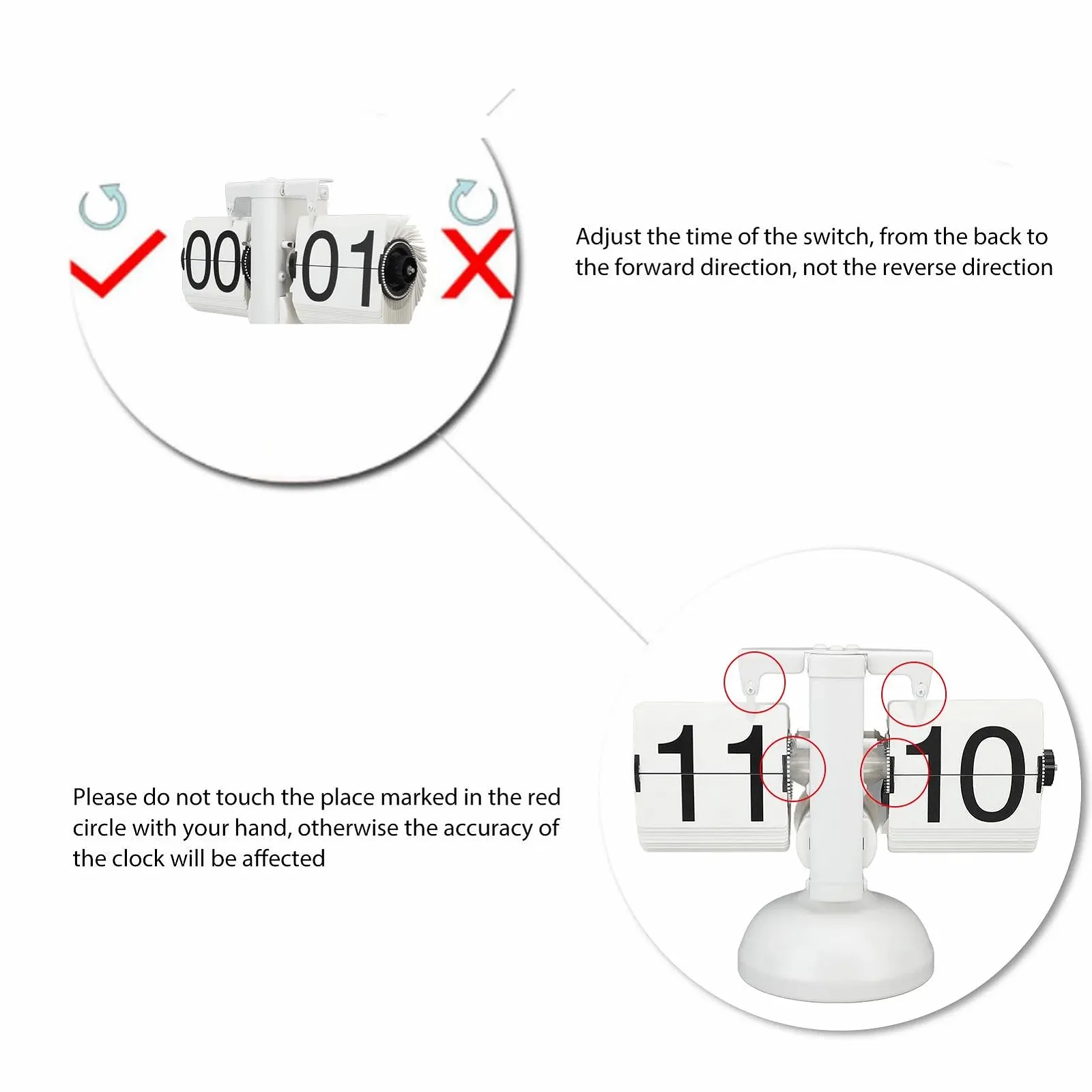 Настільний годинник PODSJD Ретро дизайн 24-годинний дисплей Білий, фото №4