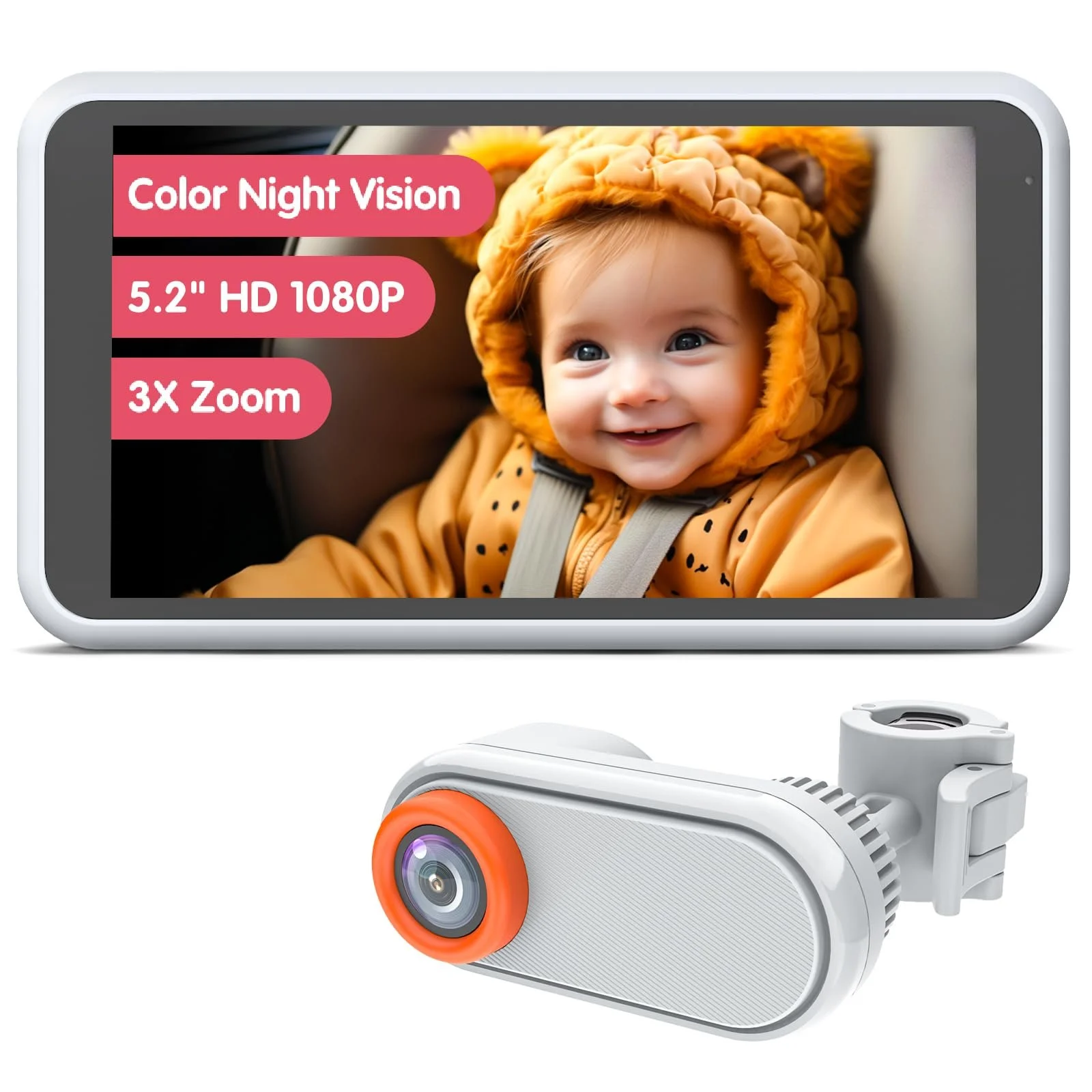 Автомобільна відеоняня Luckview BM2 5.2" 1080P 3X Zoom Біла, фото №1 Автомобільна відеоняня Luckview BM2 5.2" 1080P 3X Zoom Біла, фото №1