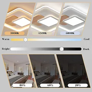 Світильник FitzMia LED Стельовий Квадратний С деревом Диммируемий Пульт Дистанційного Управління 41.5 x 41.5 см 40 Вт synthetic.ua - Фото 1