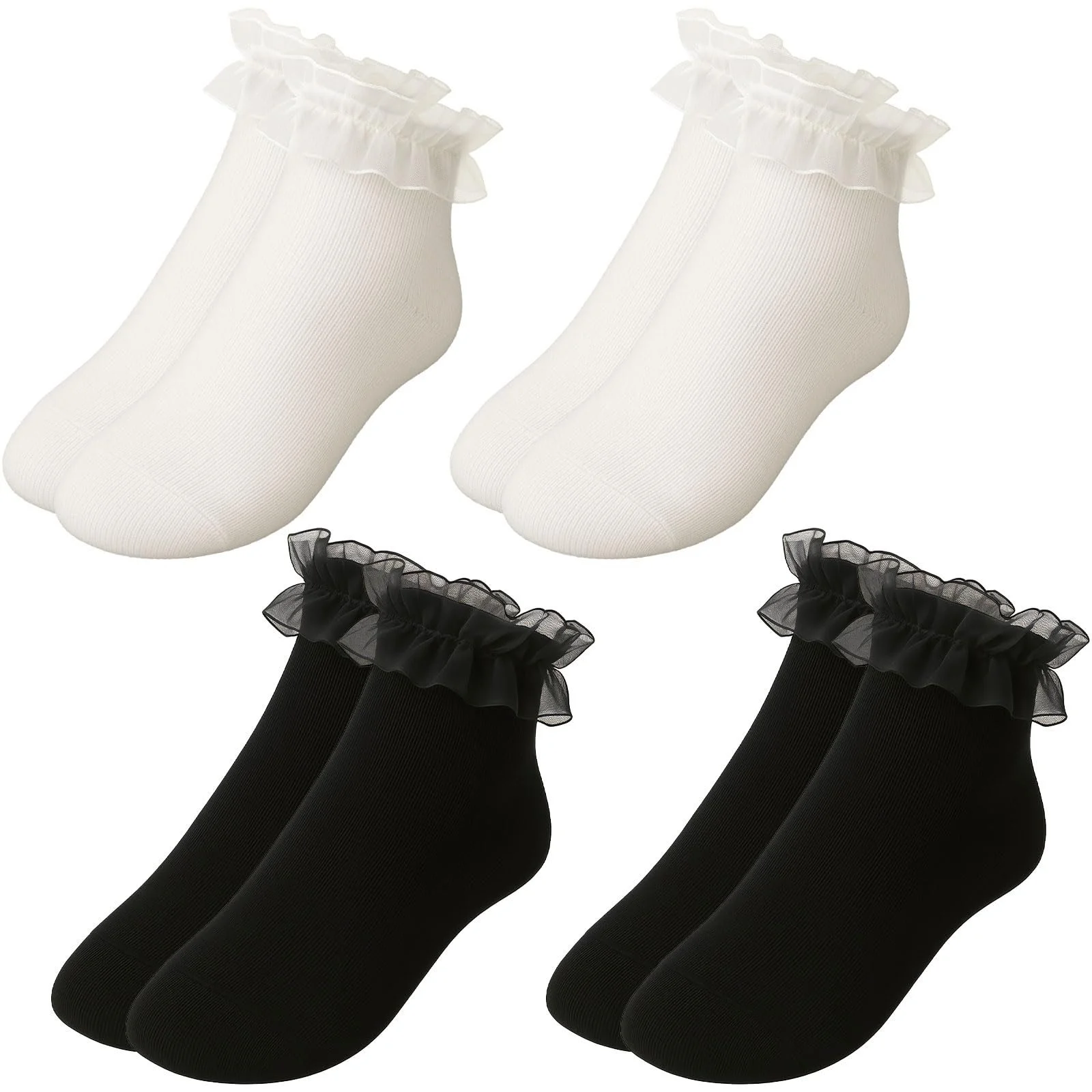 Жіночі шкарпетки з рюшами мереживні 4 пари для дорослих, фото №1