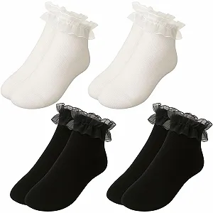 Жіночі шкарпетки з рюшами мереживні 4 пари для дорослих - Фото 1