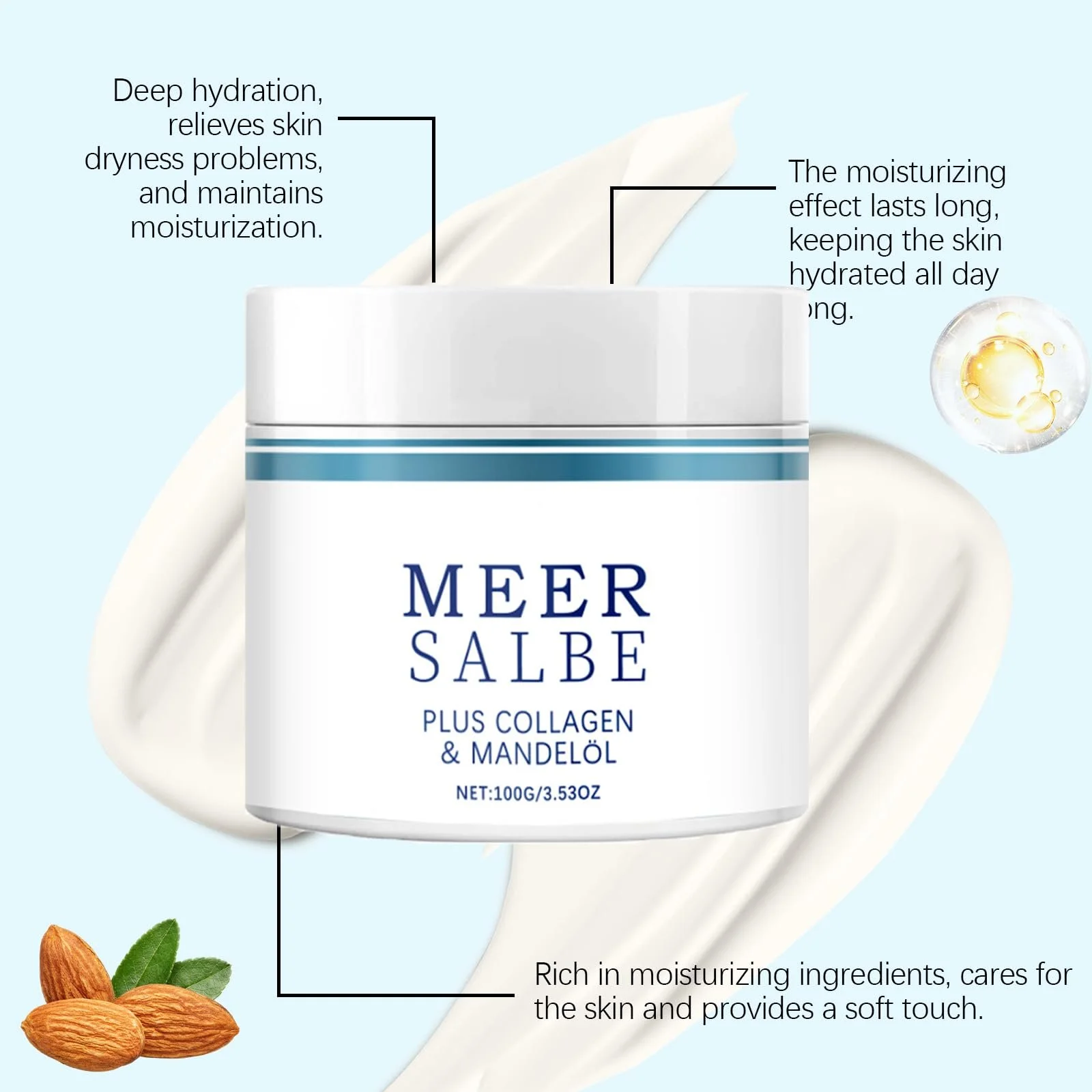 Крем для рук та нігтів Sea Ointment Plus Зволожуючий для обличчя та тіла 100 г, фото №3