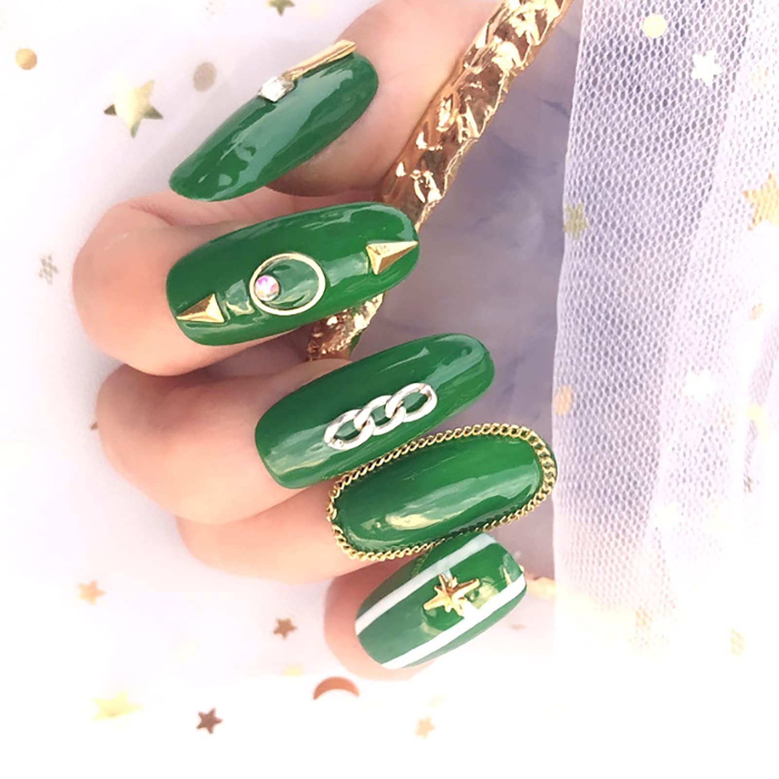 Стрази для нігтів Twist Chain 1Box Срібний, фото №7