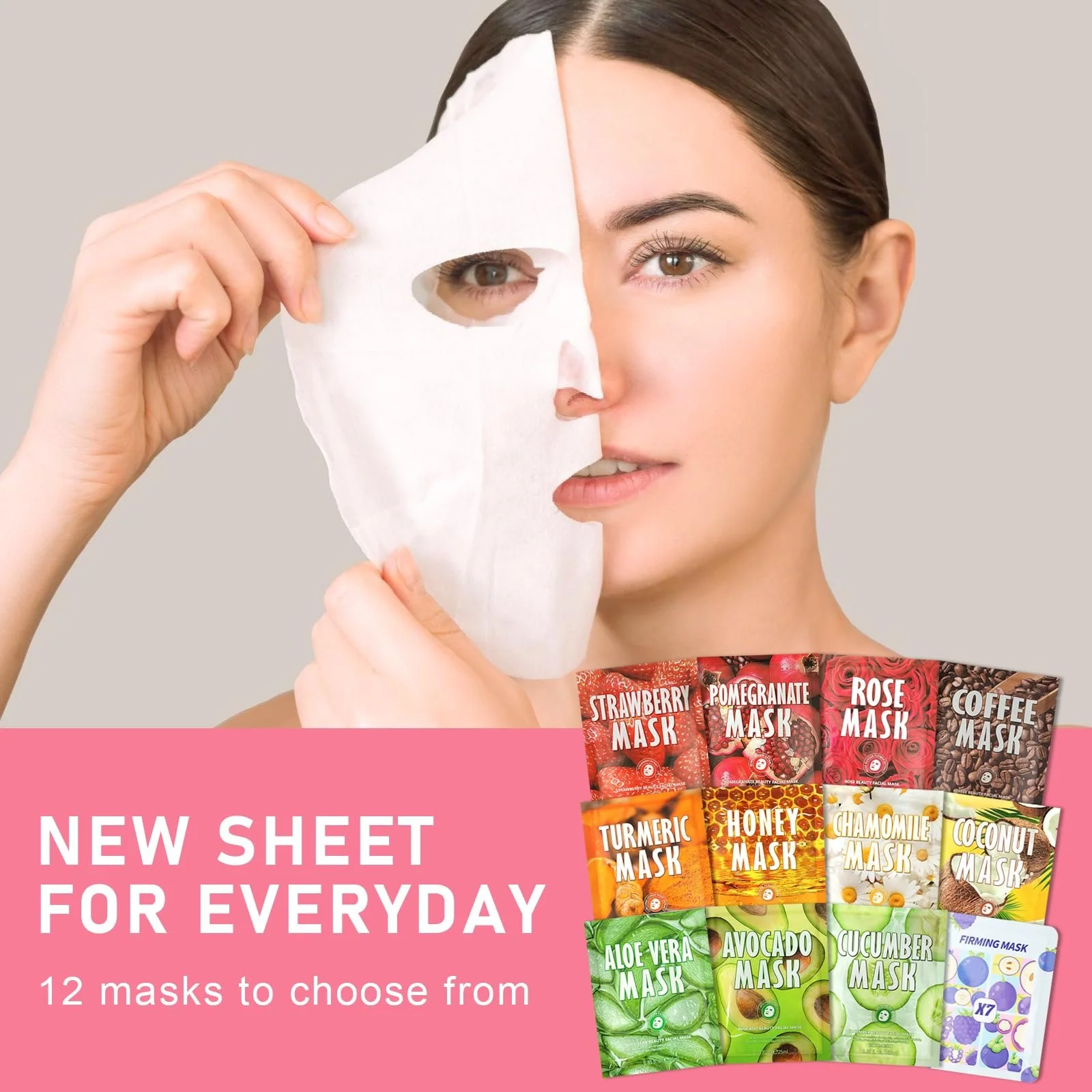 Набір тканинних масок для щоденного догляду 12 шт, фото №6