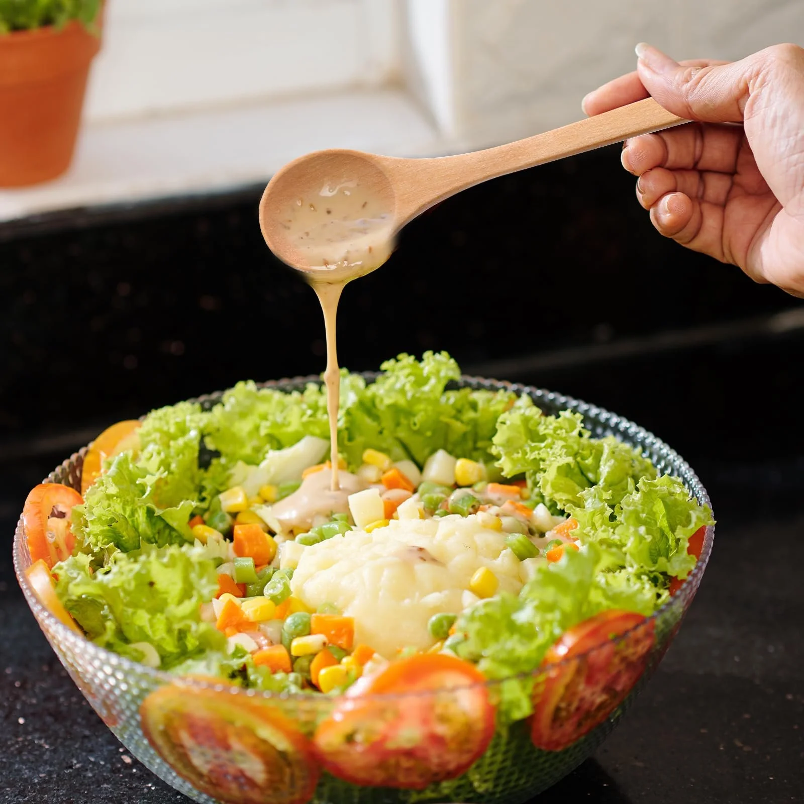 Ложка Деревʼяна для Супу з Довгою Ручкою 13 cm, Паковання 8 шт., фото №6