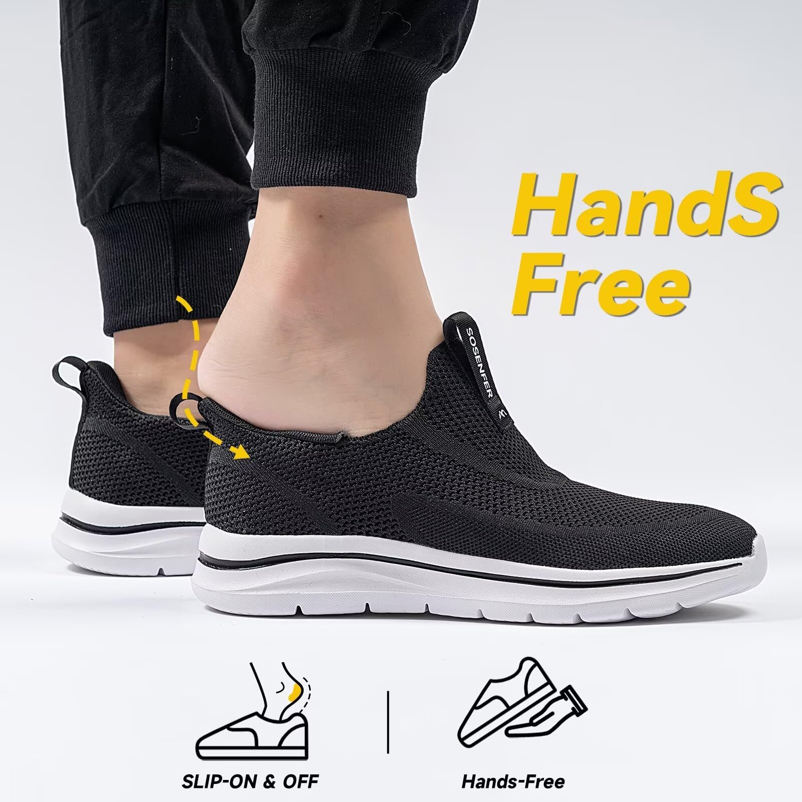 Кросівки Sosenfer Без шнурків Чоловічі Сліпони Дихаючі для фітнесу та прогулянок, для спортзалу, фото №2 Кросівки Sosenfer Без шнурків Чоловічі Сліпони Дихаючі для фітнесу та прогулянок, для спортзалу, фото №2