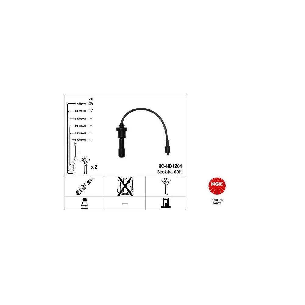 Комплект проводів запалювання NGK 6301 для HYUNDAI KIA, фото №1