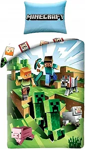 Комплект постільної білизни Halantex Minecraft Cacti the Racing Cactus Бавовняна підковдра, 140 x 200 см та наволочка 70 x 90 см - Фото 1