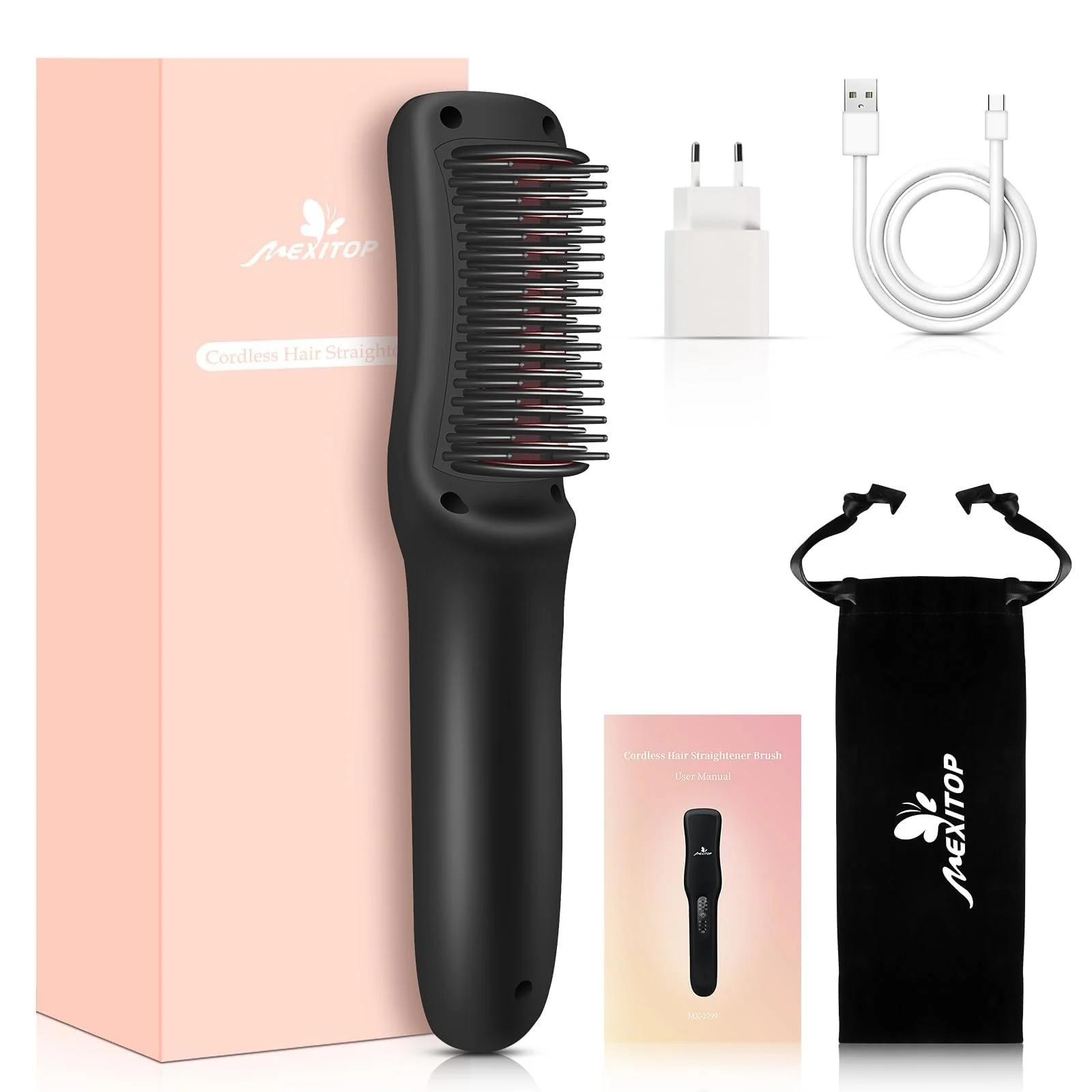 Щітка-випрямляч FERNIDA Wireless Rechargeable портативна міні для короткого волосся 3 температури, фото №1 Щітка-випрямляч FERNIDA Wireless Rechargeable портативна міні для короткого волосся 3 температури, фото №1