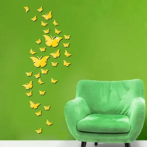 Дзеркальний декор Метелики 36 штук Акрилові 3D наклейки B Style Чорний - Фото 1